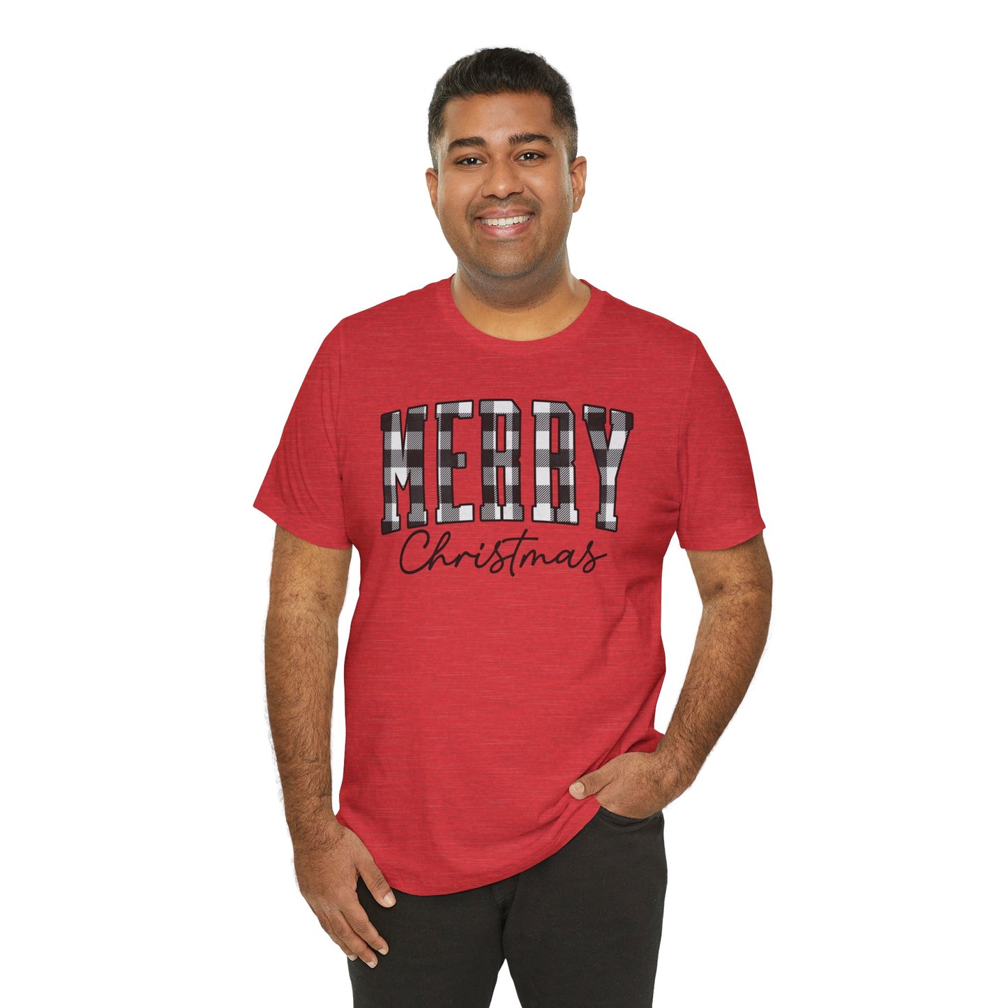 Buffalo plaid Merry Christmas Unisex Jersey Short Sleeve Tee - sizes S - 3X