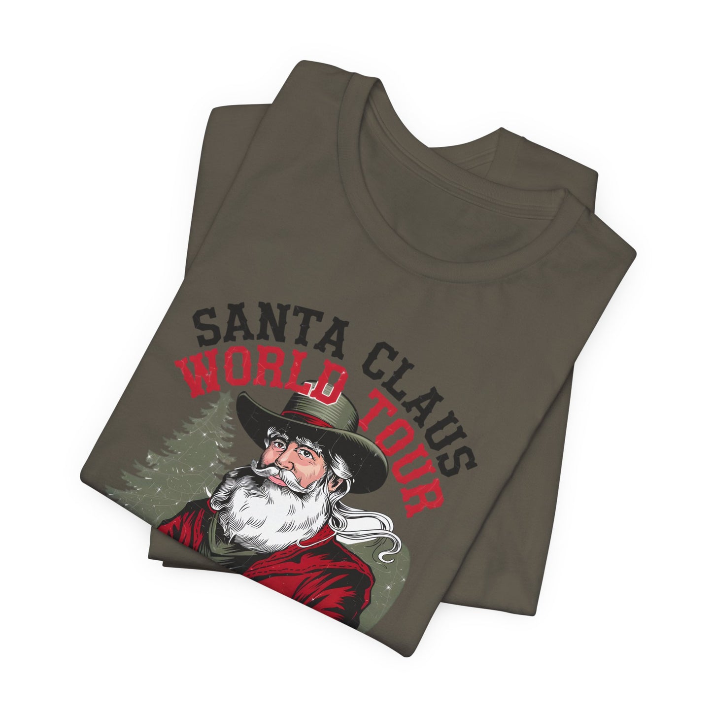 Santa's World Tour Rocking around the Christmas Tree Unisex Jersey Short Sleeve Tee - sizes S - 3X