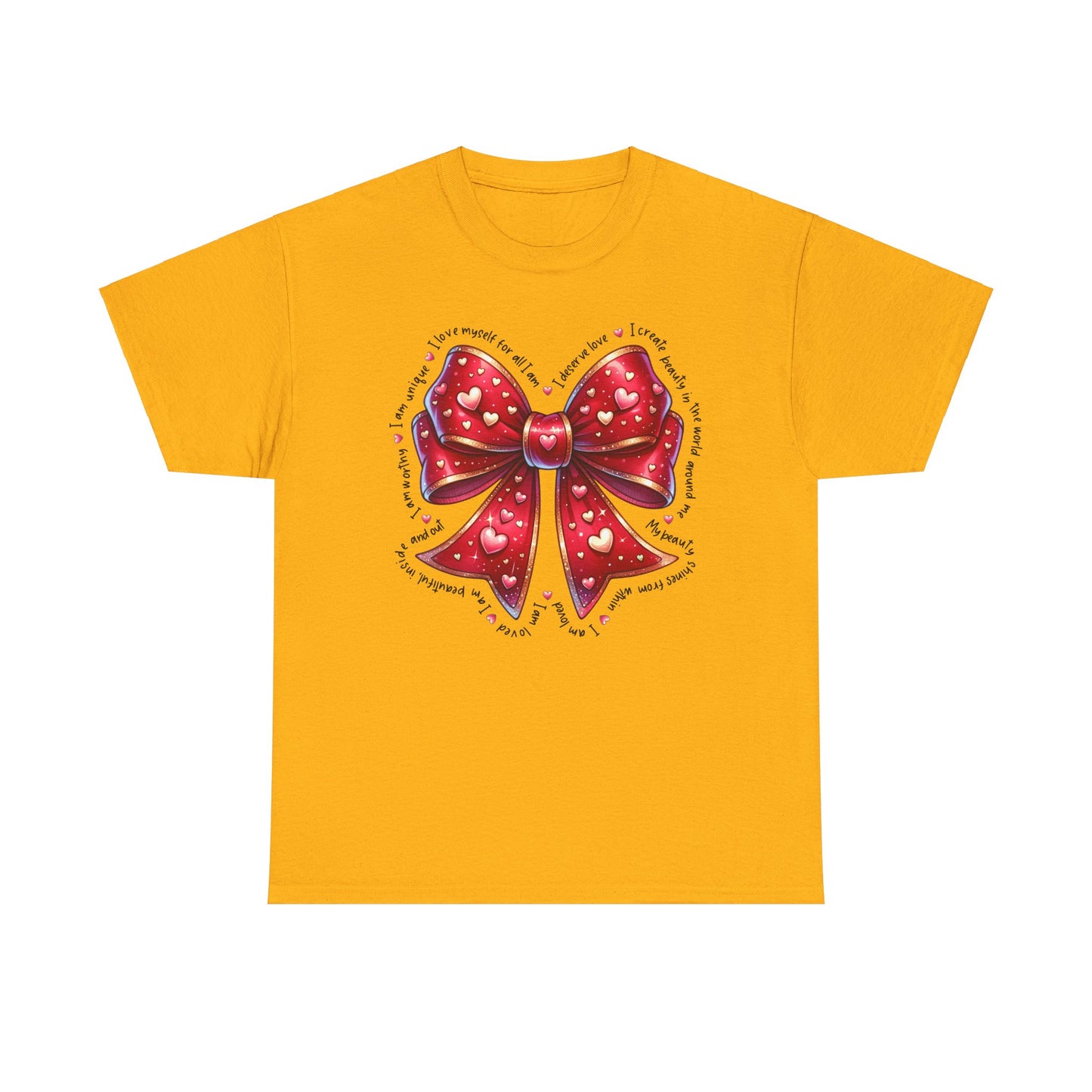 Bow Unisex Heavy Cotton Tee - Valentine's Day, Fun and Inspiring Girly Design