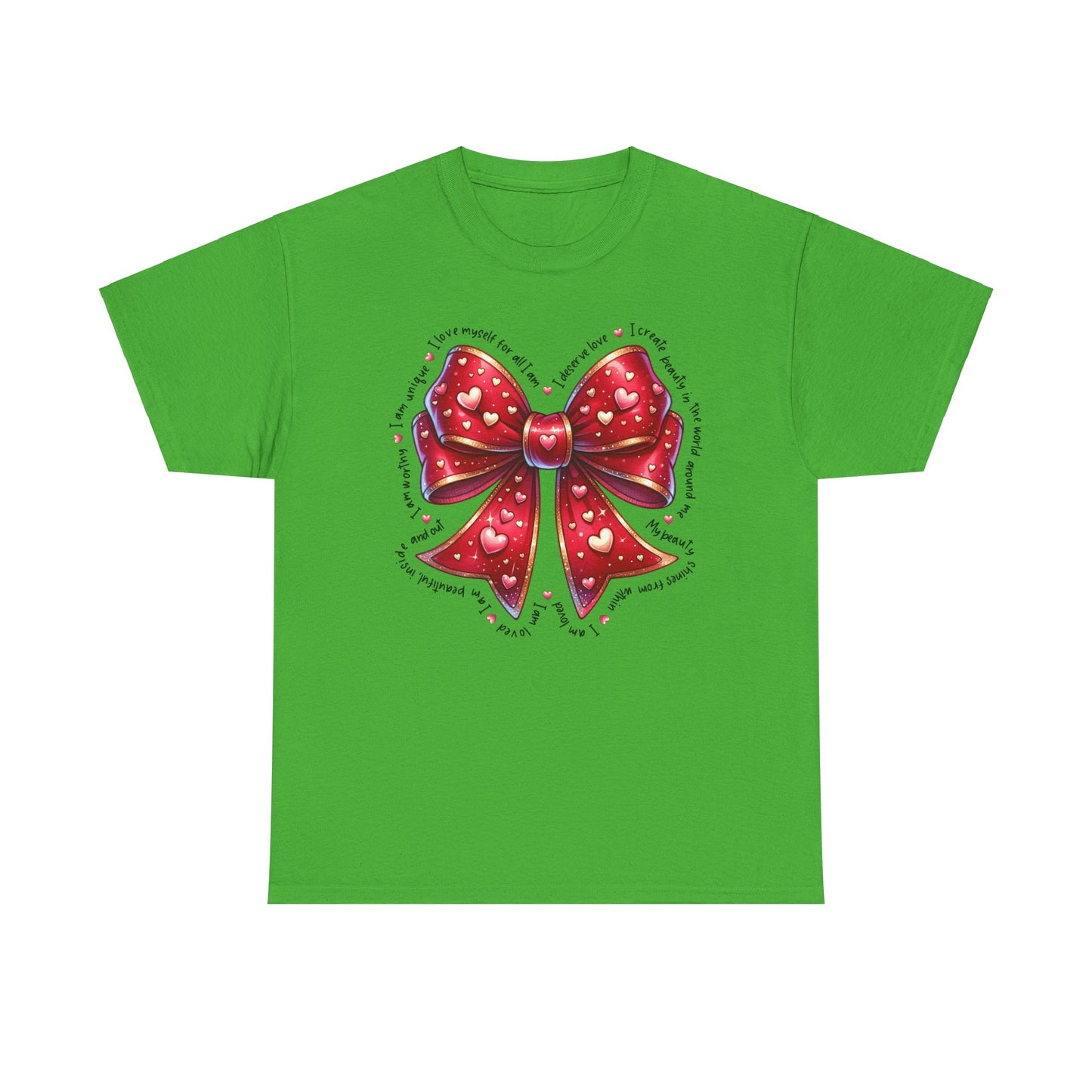 Bow Unisex Heavy Cotton Tee - Valentine's Day, Fun and Inspiring Girly Design