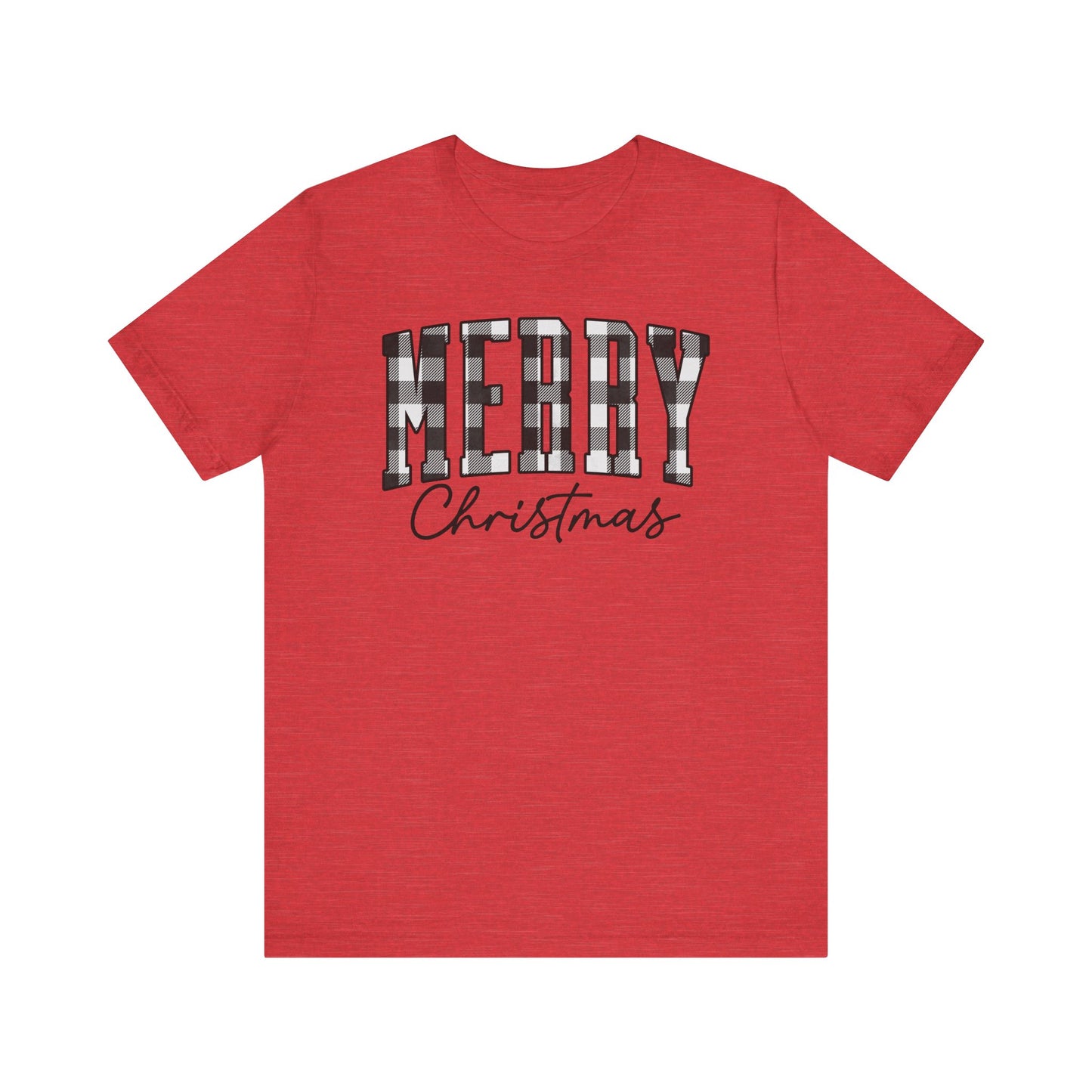 Buffalo plaid Merry Christmas Unisex Jersey Short Sleeve Tee - sizes S - 3X