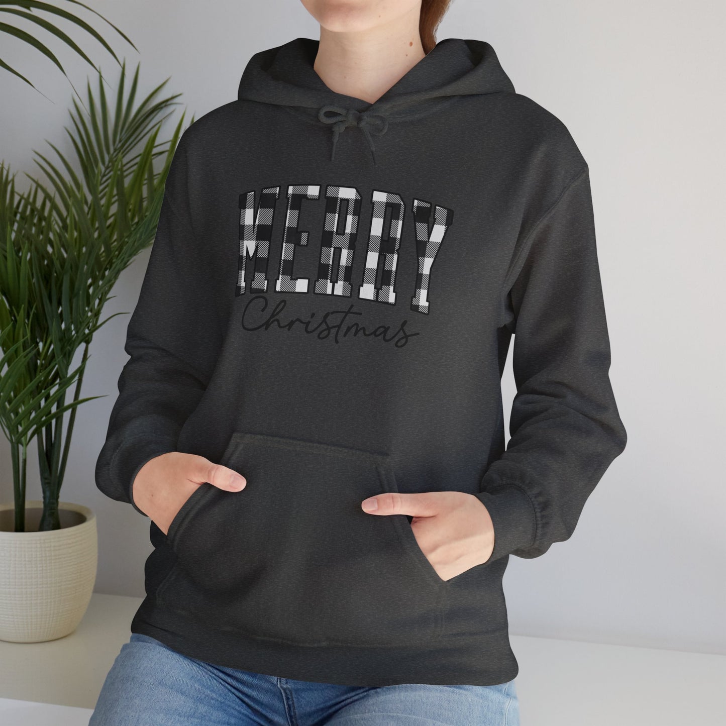 Buffalo Plaid Merry Christmas Unisex Heavy Blend™ Hooded Sweatshirt - size S - 3X