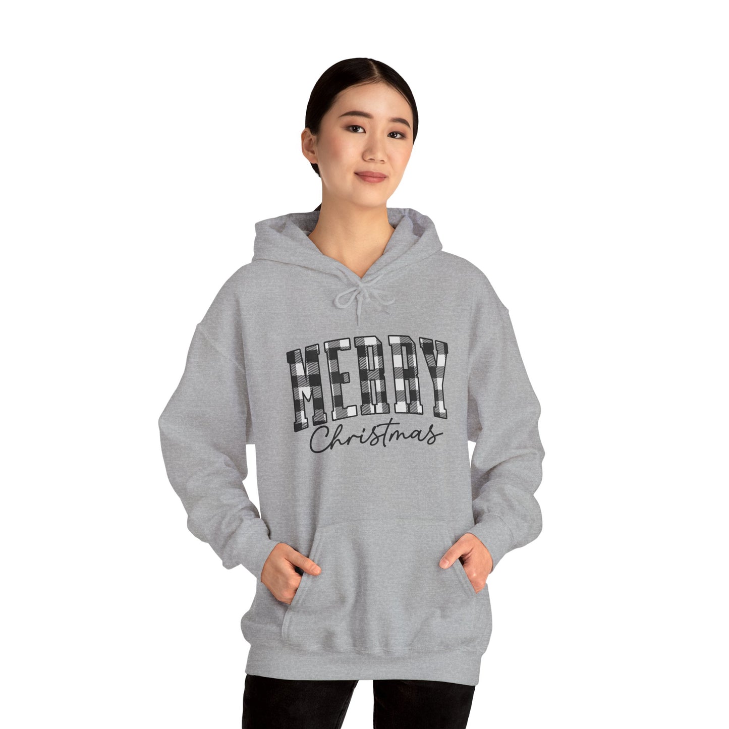 Buffalo Plaid Merry Christmas Unisex Heavy Blend™ Hooded Sweatshirt - size S - 3X