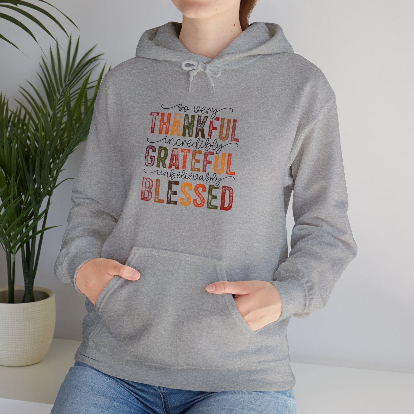 Thankful, Grateful, Blessed, Unisex Heavy Blend Hooded Sweatshirt