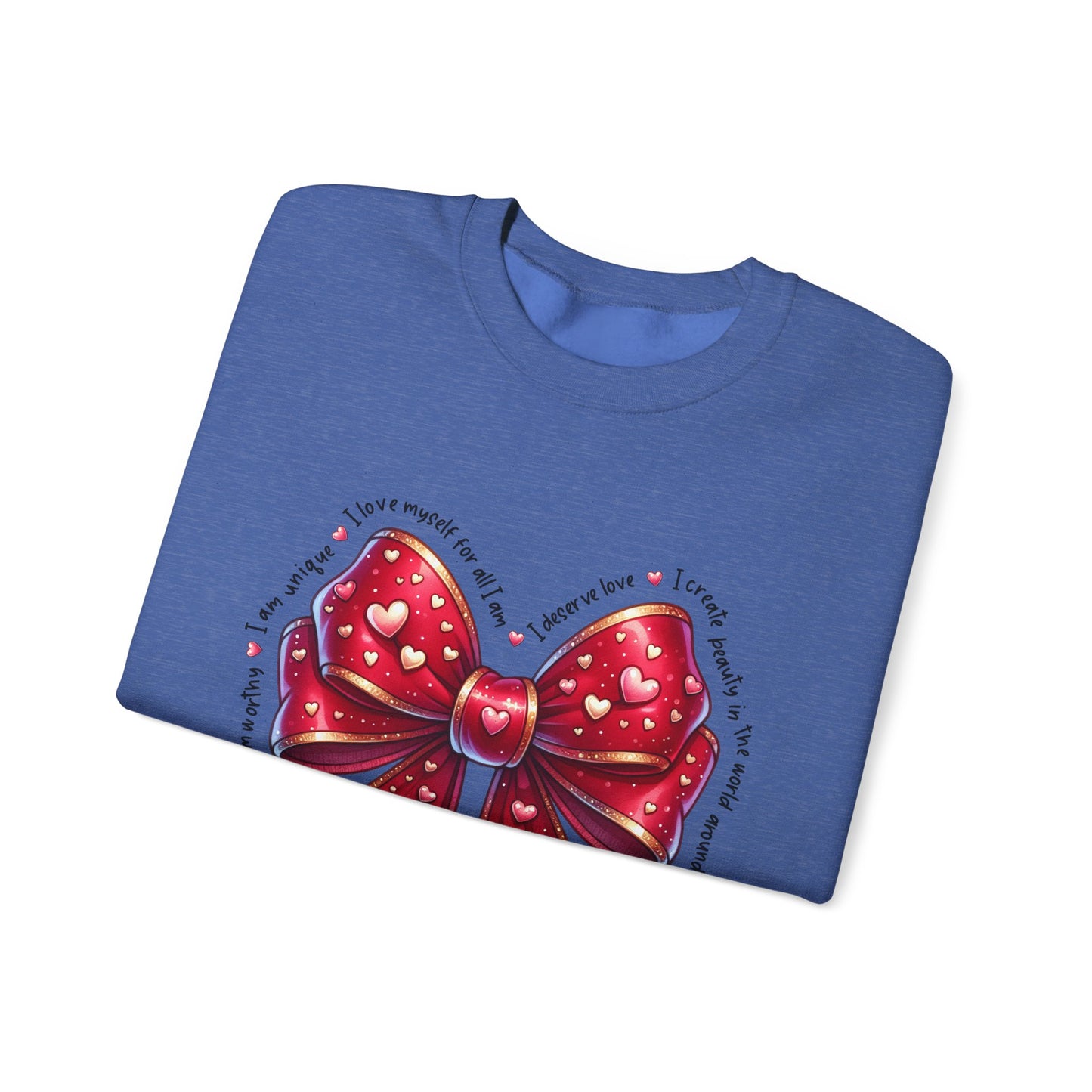 Bow Unisex Heavy Blend Crewneck Sweatshirt - Valentine's Day Warm & Cozy Girly Design