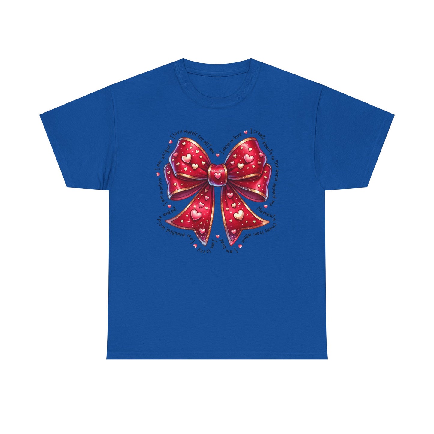 Bow Unisex Heavy Cotton Tee - Valentine's Day, Fun and Inspiring Girly Design