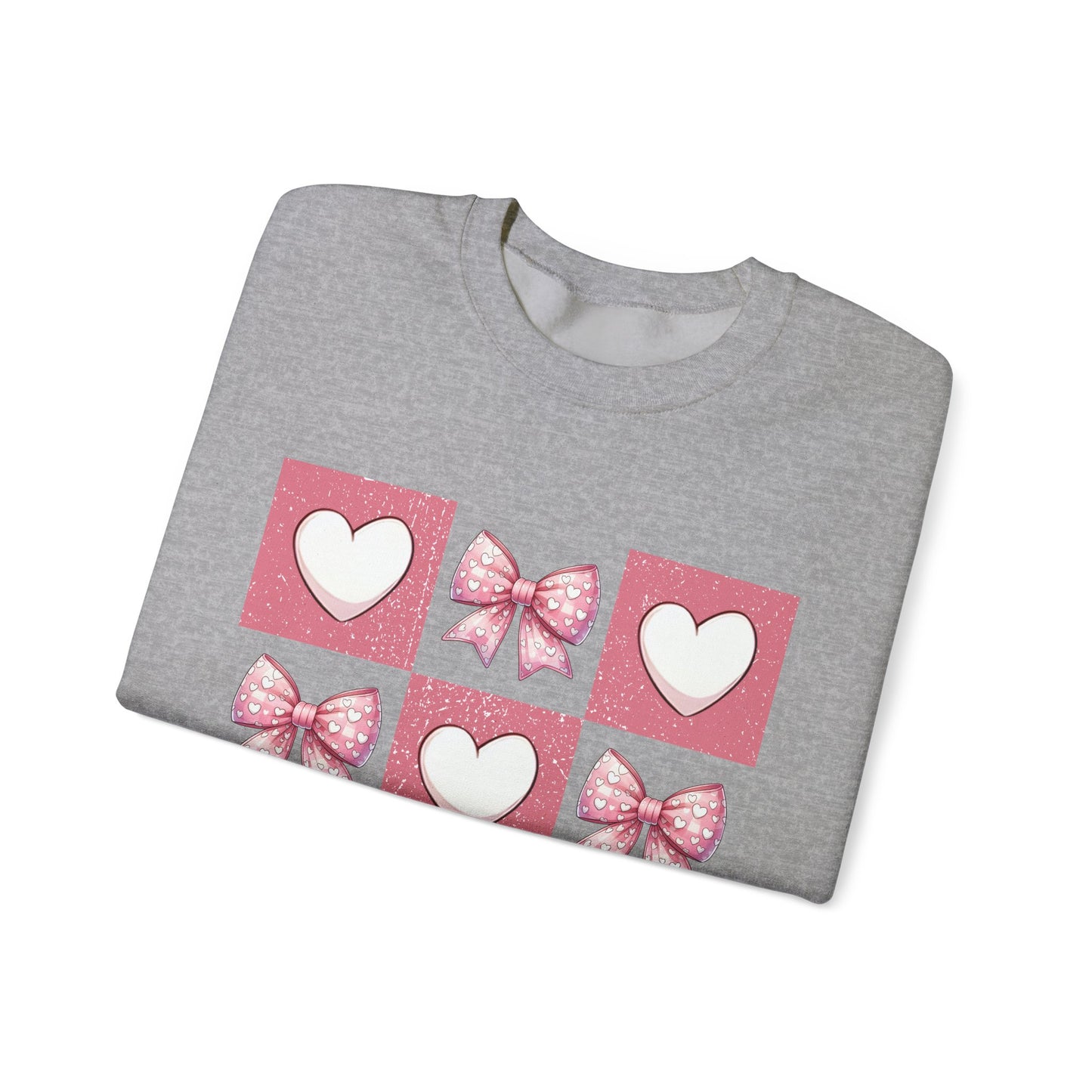 Hearts and Bows Unisex Heavy Blend Crewneck Sweatshirt - Valentine's Day Pattern