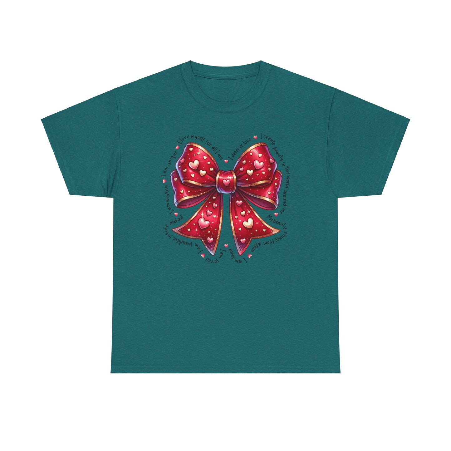 Bow Unisex Heavy Cotton Tee - Valentine's Day, Fun and Inspiring Girly Design