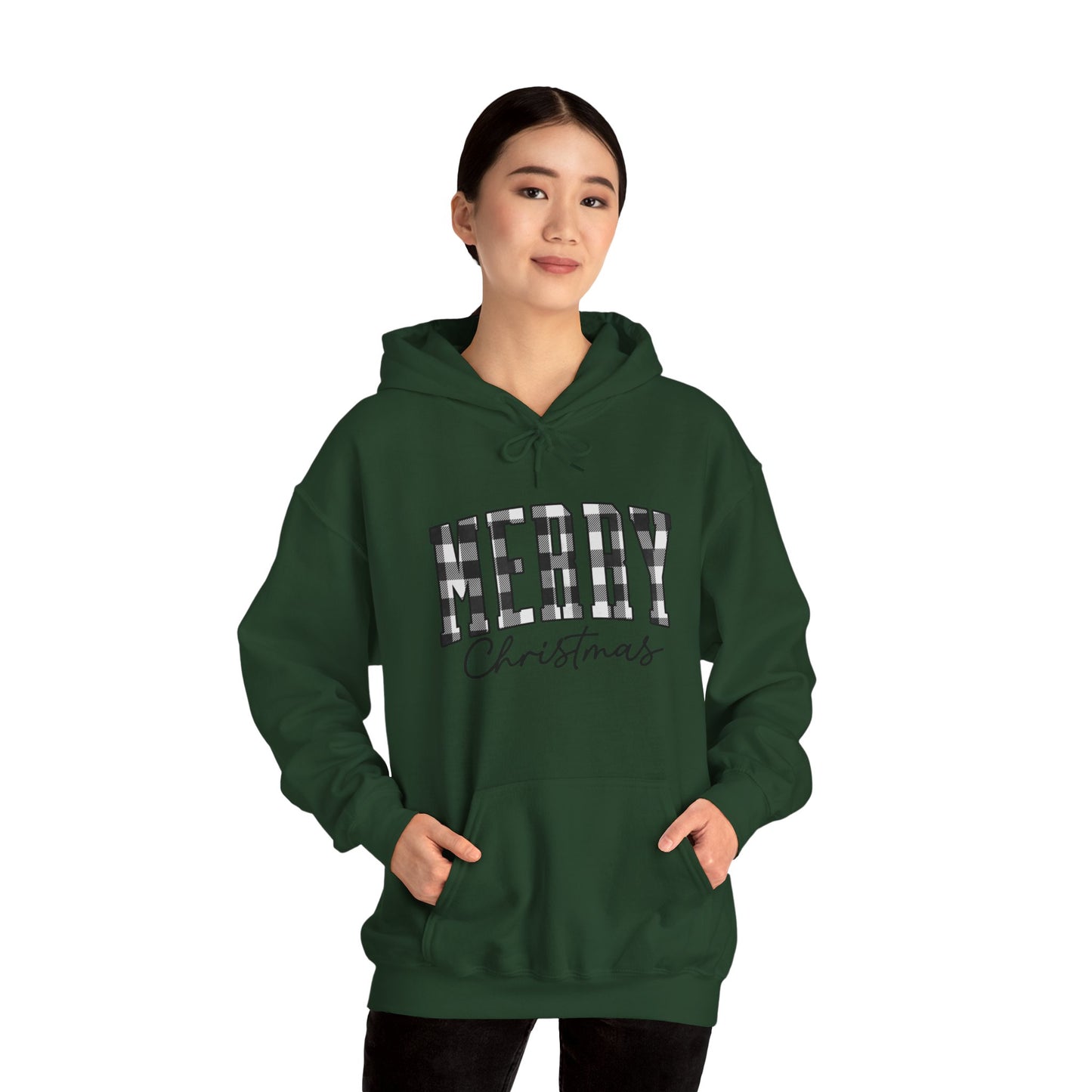 Buffalo Plaid Merry Christmas Unisex Heavy Blend™ Hooded Sweatshirt - size S - 3X