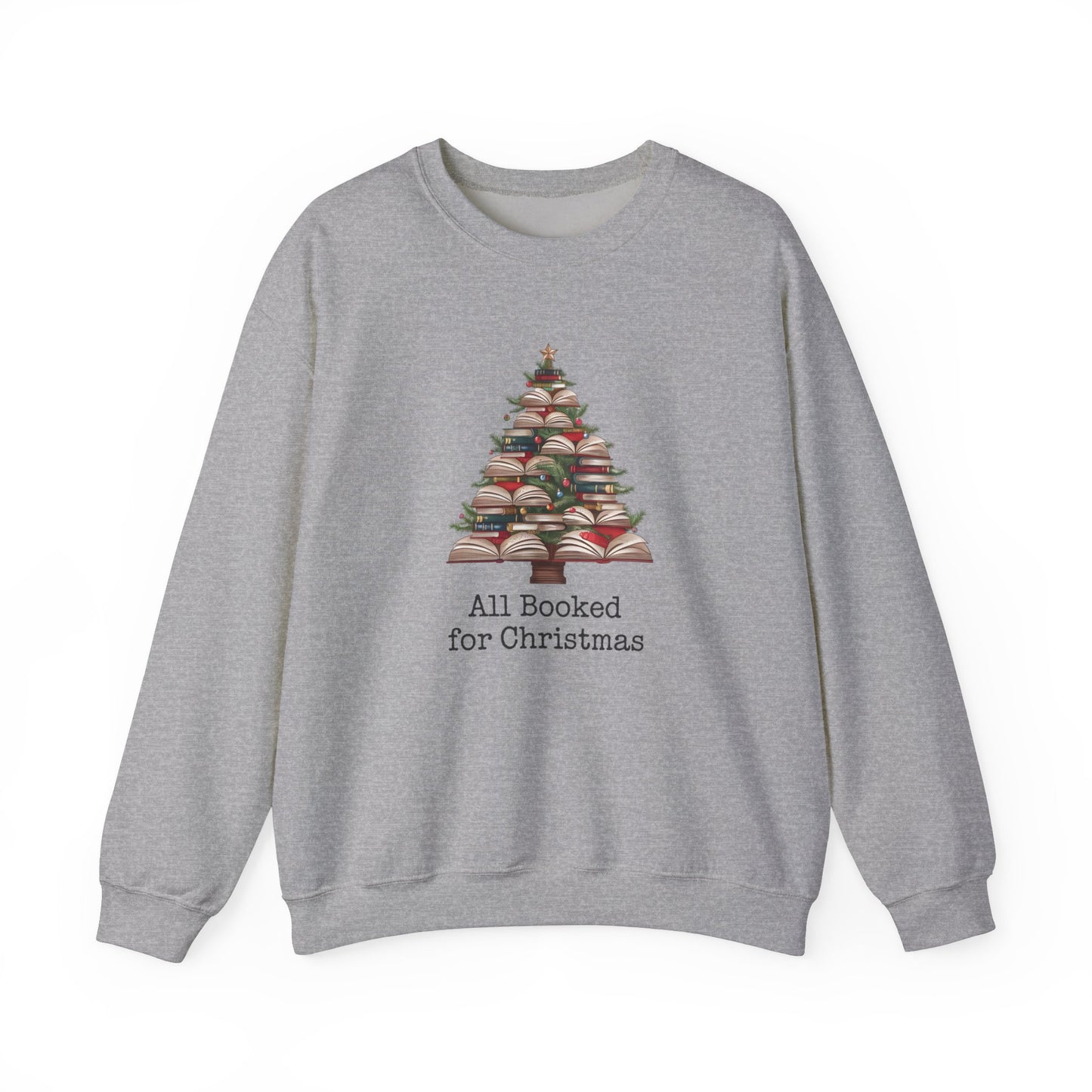 All Booked for Christmas, Book Christmas tree, Unisex Heavy Blend Crewneck Sweatshirt - sizes S - 3X