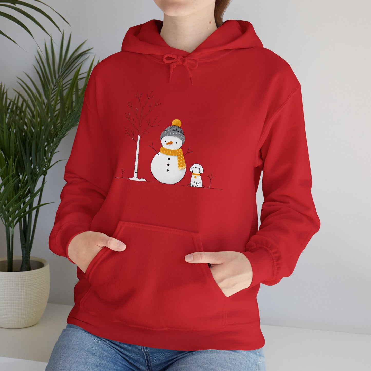 Snowman and dog winter scene Unisex Heavy Blend™ Hooded Sweatshirt - sizes S - 3X