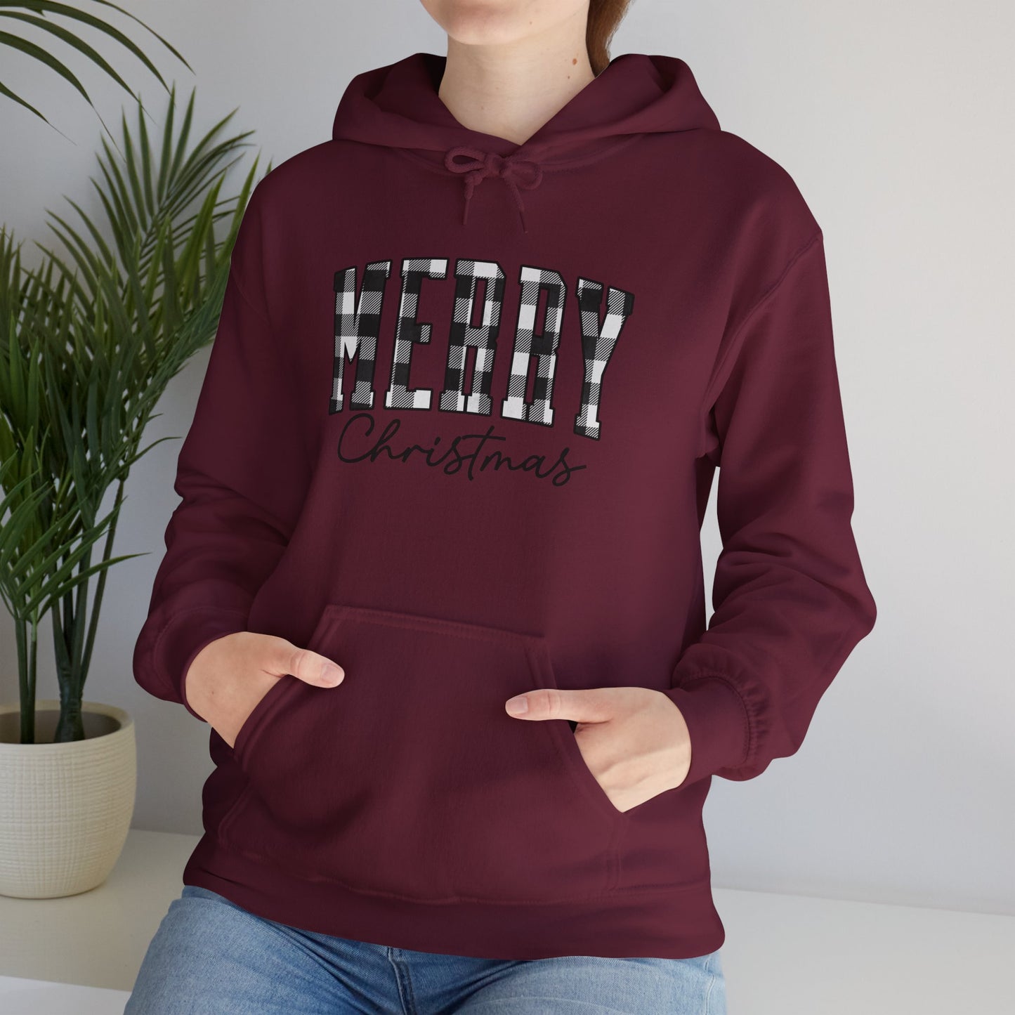 Buffalo Plaid Merry Christmas Unisex Heavy Blend™ Hooded Sweatshirt - size S - 3X