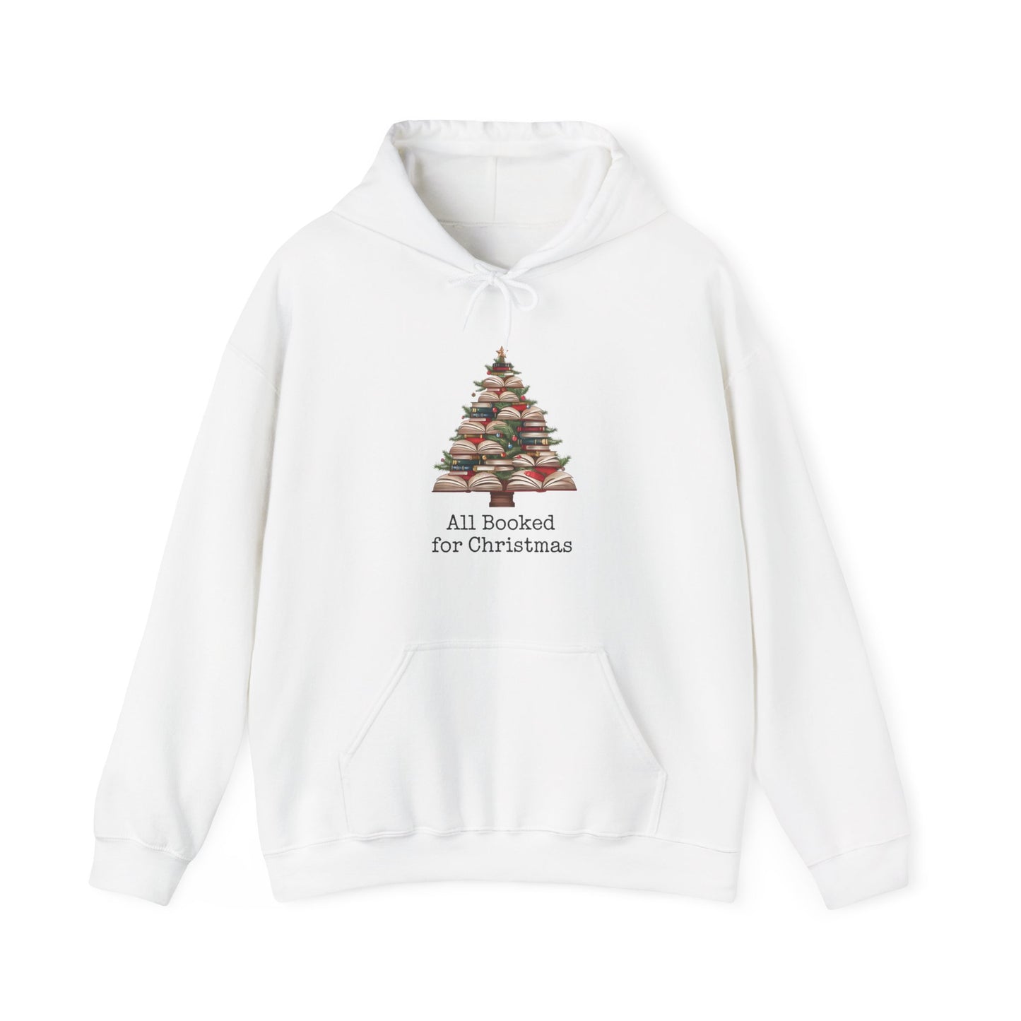 All Booked for Christmas,  Book Christmas Tree, Book Lover Unisex Heavy Blend Hooded Sweatshirt - sizes S - 5X