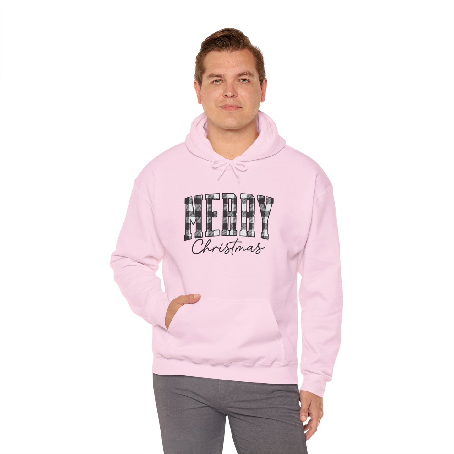 Buffalo Plaid Merry Christmas Unisex Heavy Blend™ Hooded Sweatshirt - size S - 3X