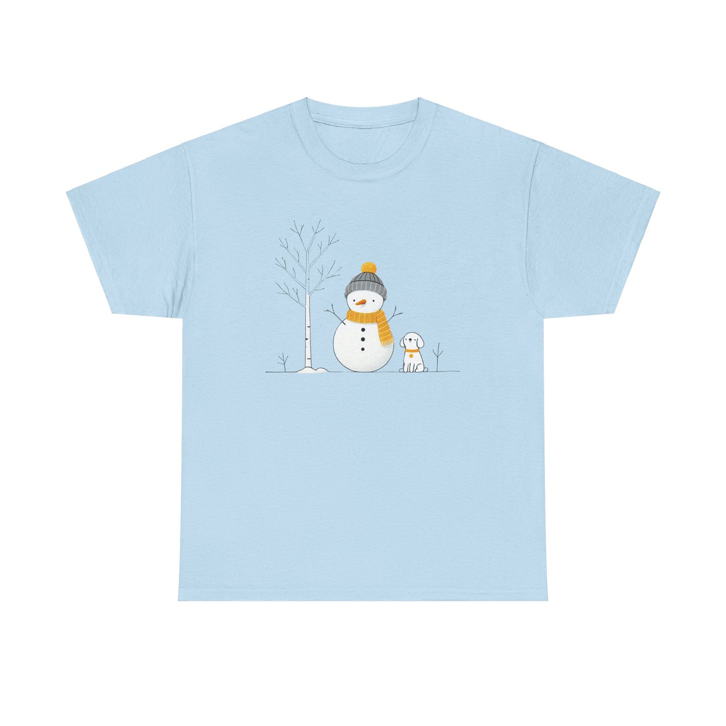 Snowman and Dog Unisex Heavy Cotton Tee - sizes S - 5X