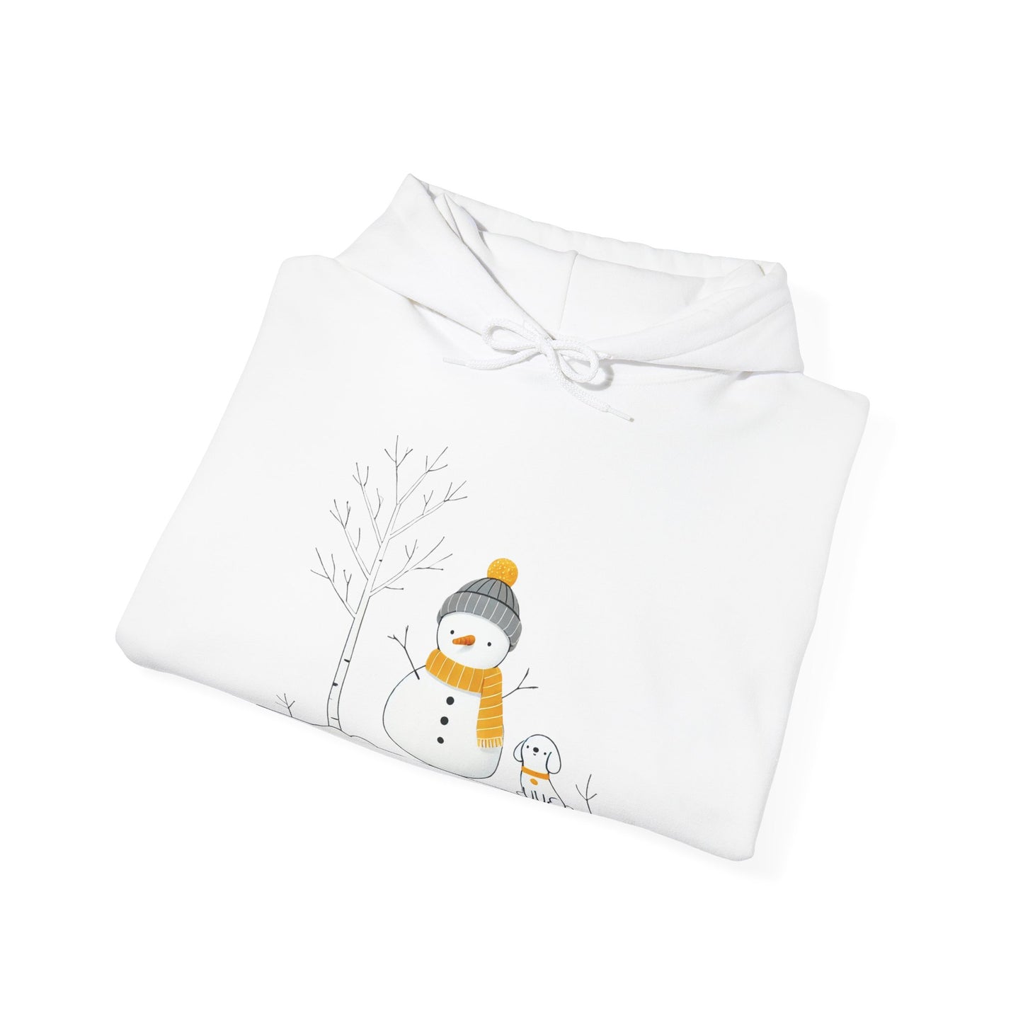 Snowman and Dog Winter Scene Heavy Blend Hooded Sweatshirt - sizes S - 5X