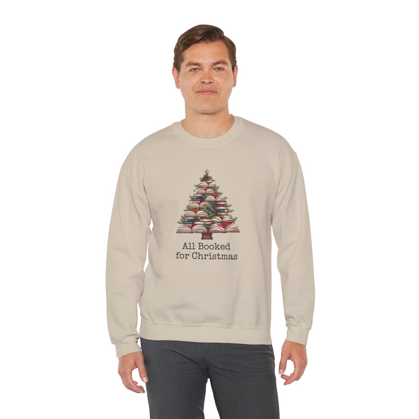 All Booked for Christmas, Book Christmas tree, Unisex Heavy Blend Crewneck Sweatshirt - sizes S - 3X