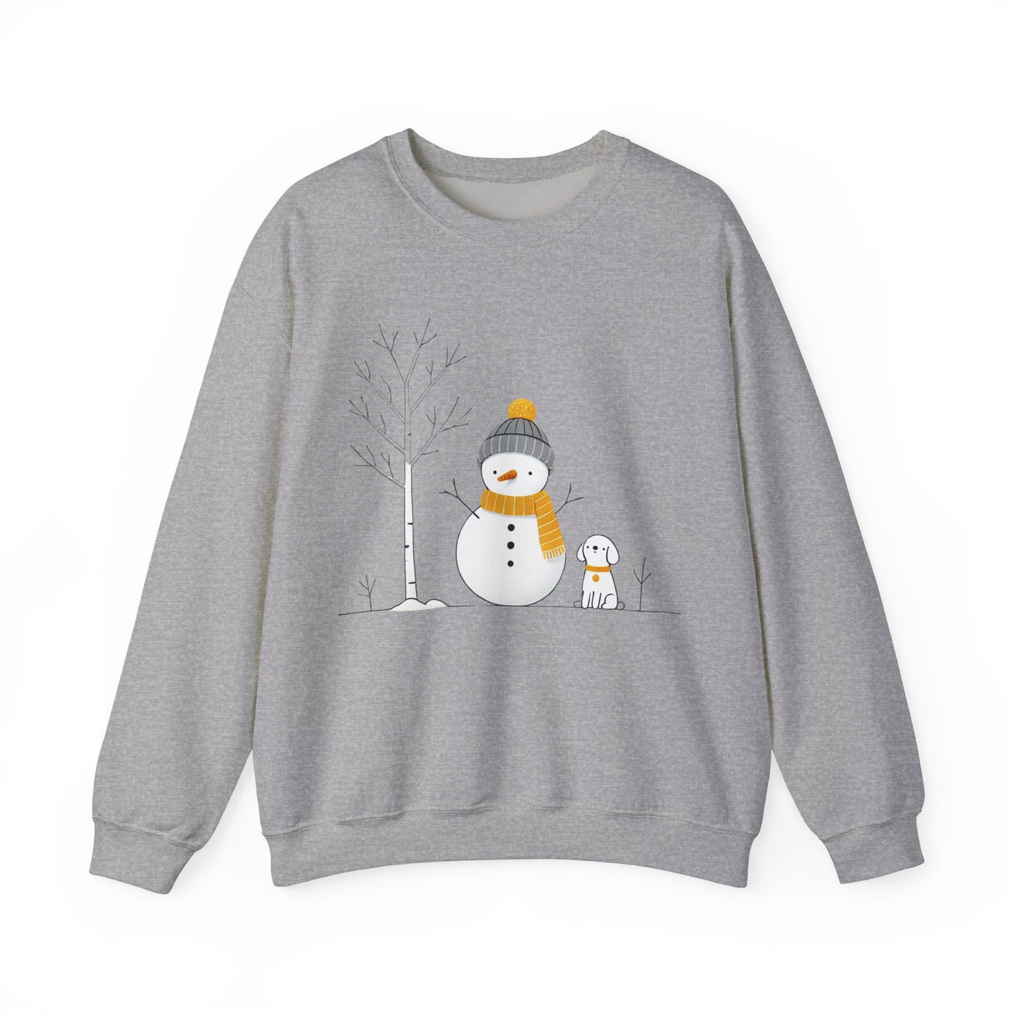 Snowman and Dog Winter Scene Unisex Heavy Blend™ Crewneck Sweatshirt - sizes S - 5X