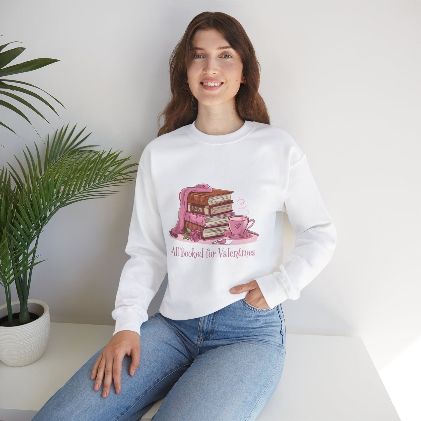 Valentine's Day Book Lover Crewneck Sweatshirt - S - 5X