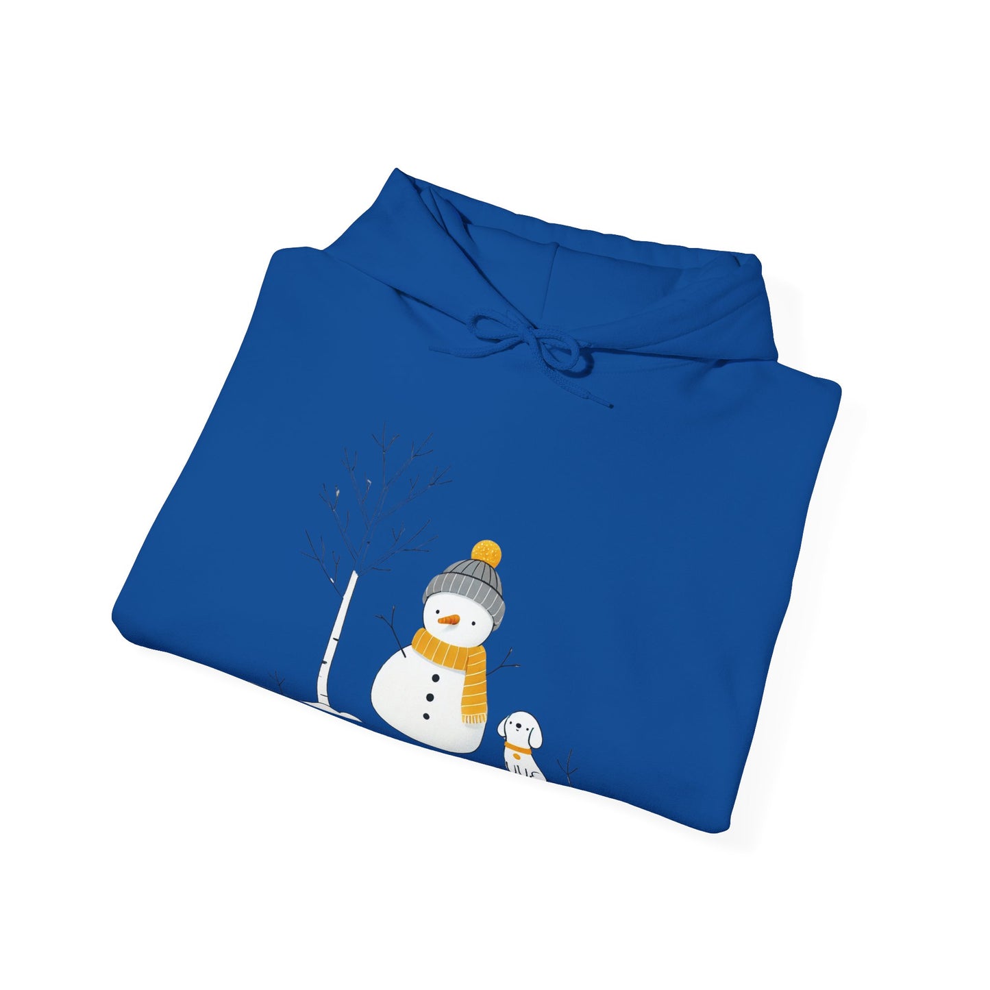 Snowman and Dog Winter Scene Heavy Blend Hooded Sweatshirt - sizes S - 5X