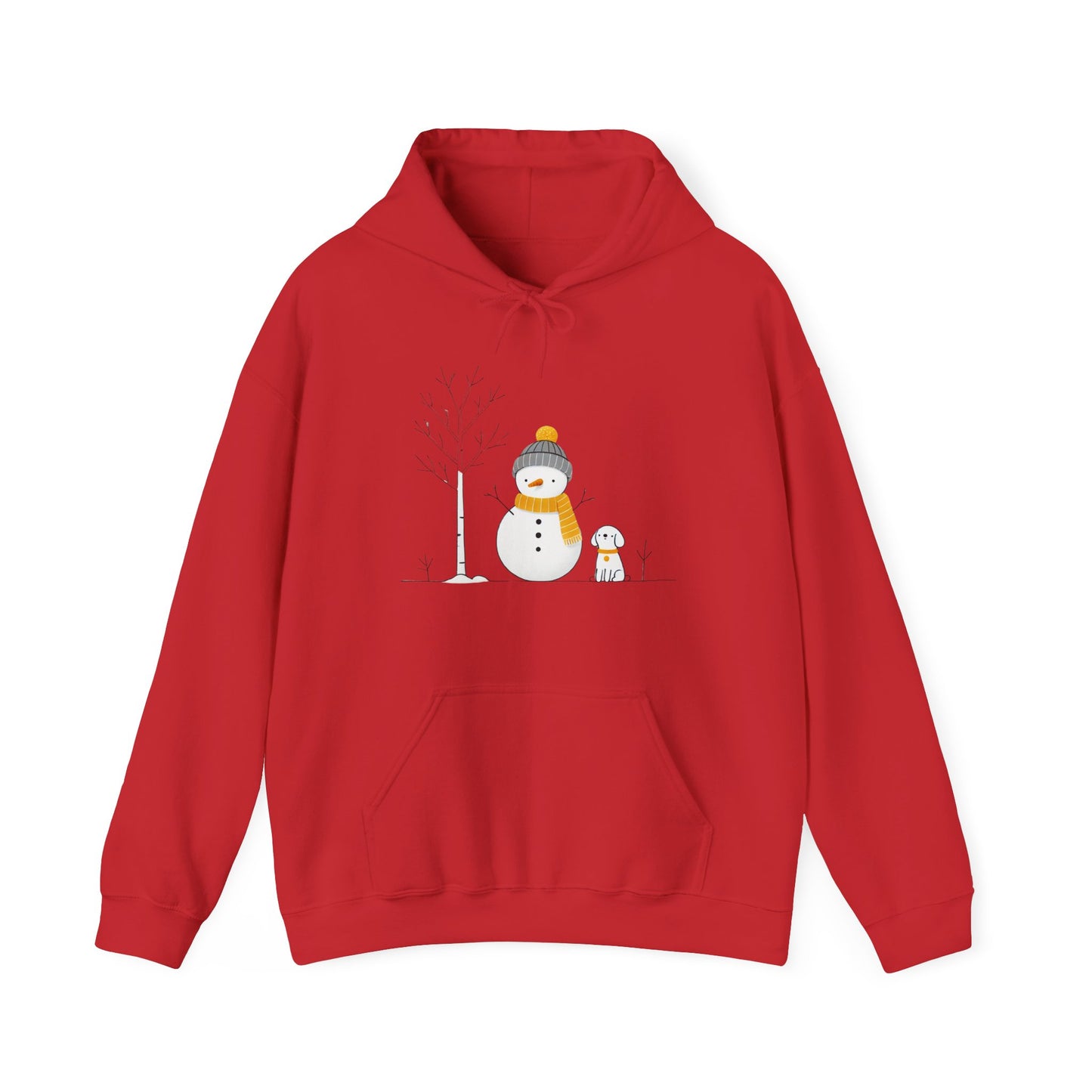 Snowman and Dog Winter Scene Heavy Blend Hooded Sweatshirt - sizes S - 5X