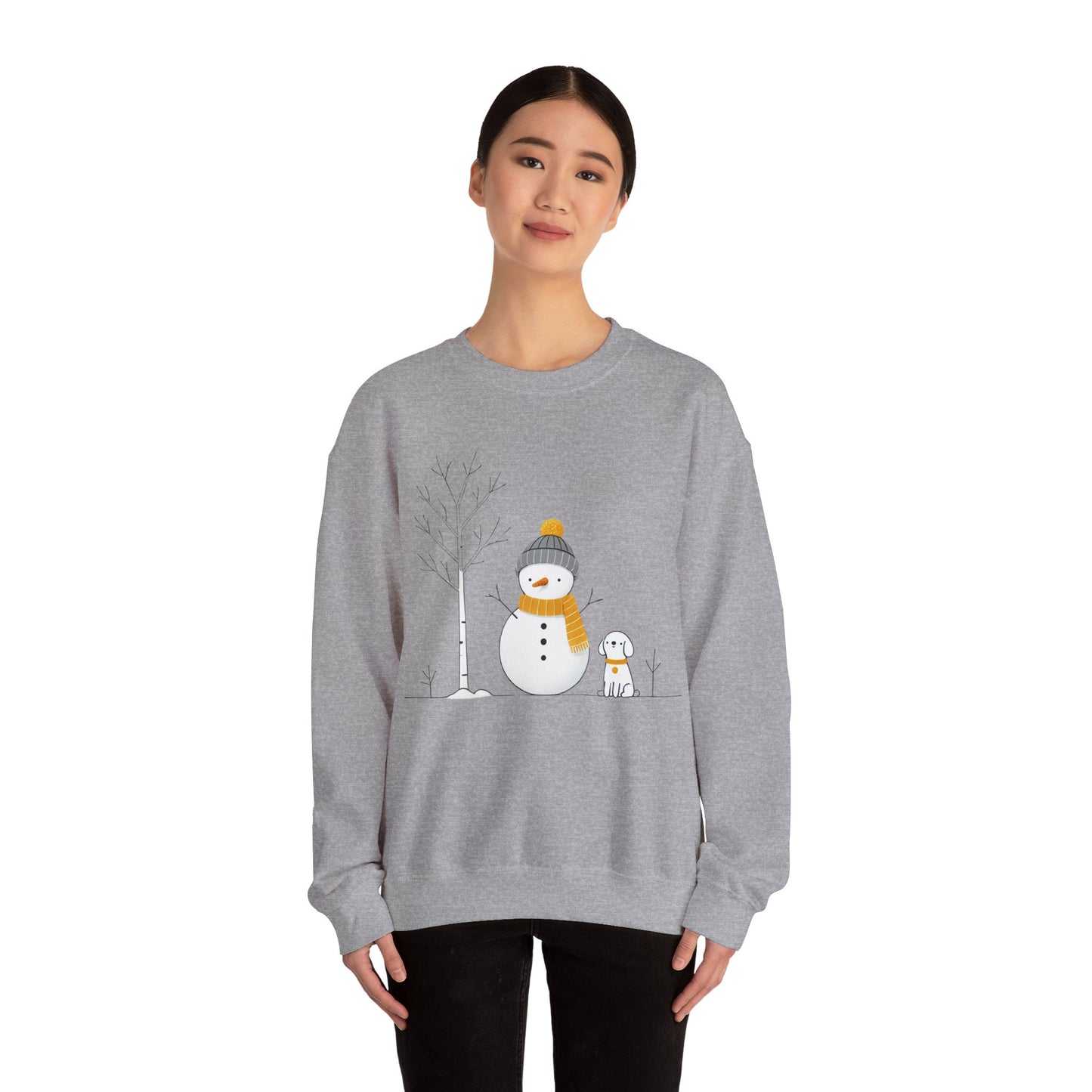 Snowman and Dog Winter Scene Unisex Heavy Blend™ Crewneck Sweatshirt - sizes S - 5X