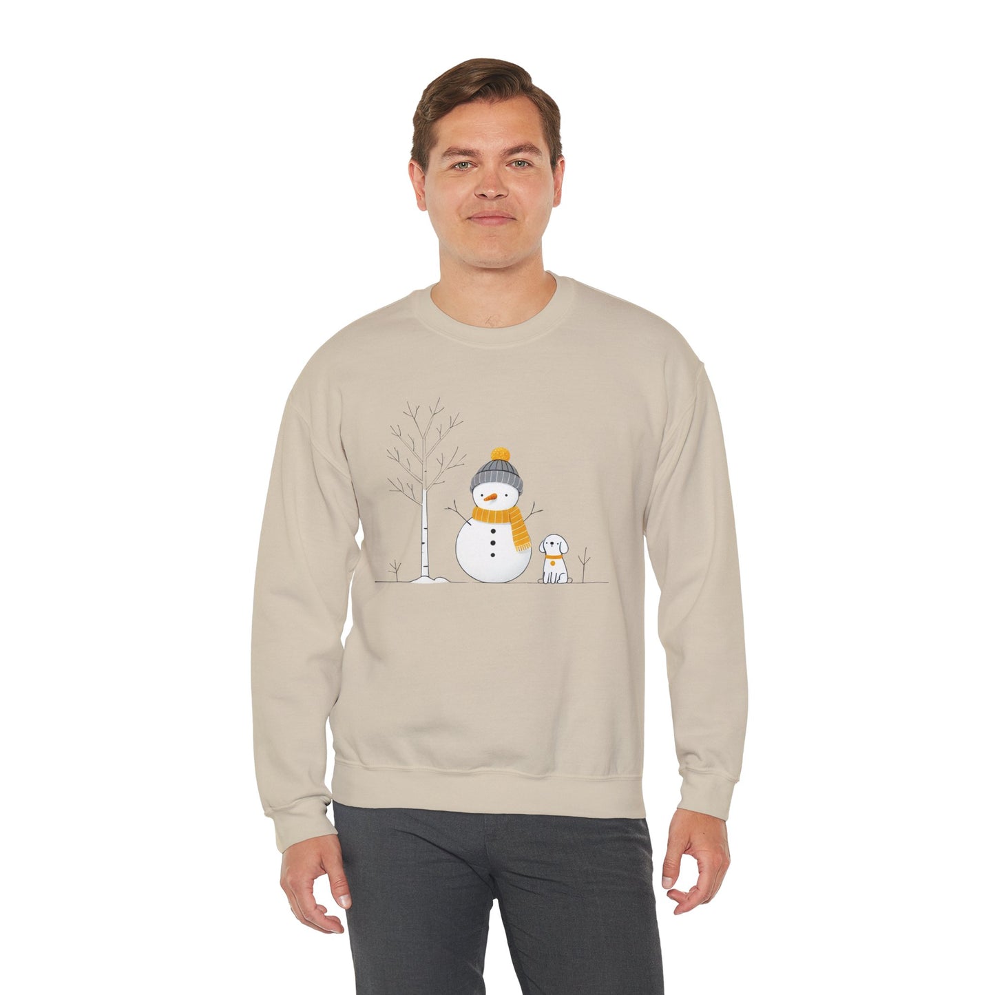 Snowman and Dog Winter Scene Unisex Heavy Blend™ Crewneck Sweatshirt - size S - 3X