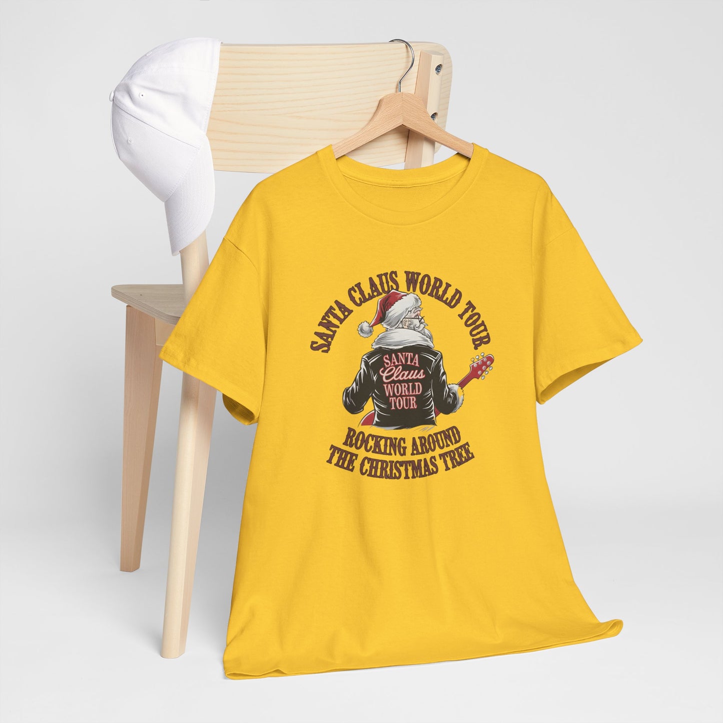 Santa Claus World Tour Unisex Heavy Cotton Tee - sizes S - 3X - Rocking around the Christmas Tree
