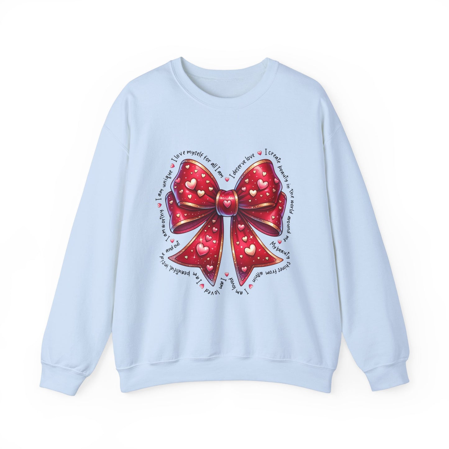 Bow Unisex Heavy Blend Crewneck Sweatshirt - Valentine's Day Warm & Cozy Girly Design