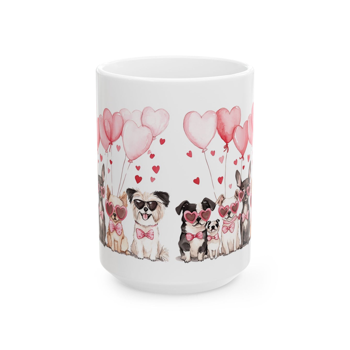 Puppy Love Valentine's Day Ceramic Mug, (11oz, 15oz) - all white