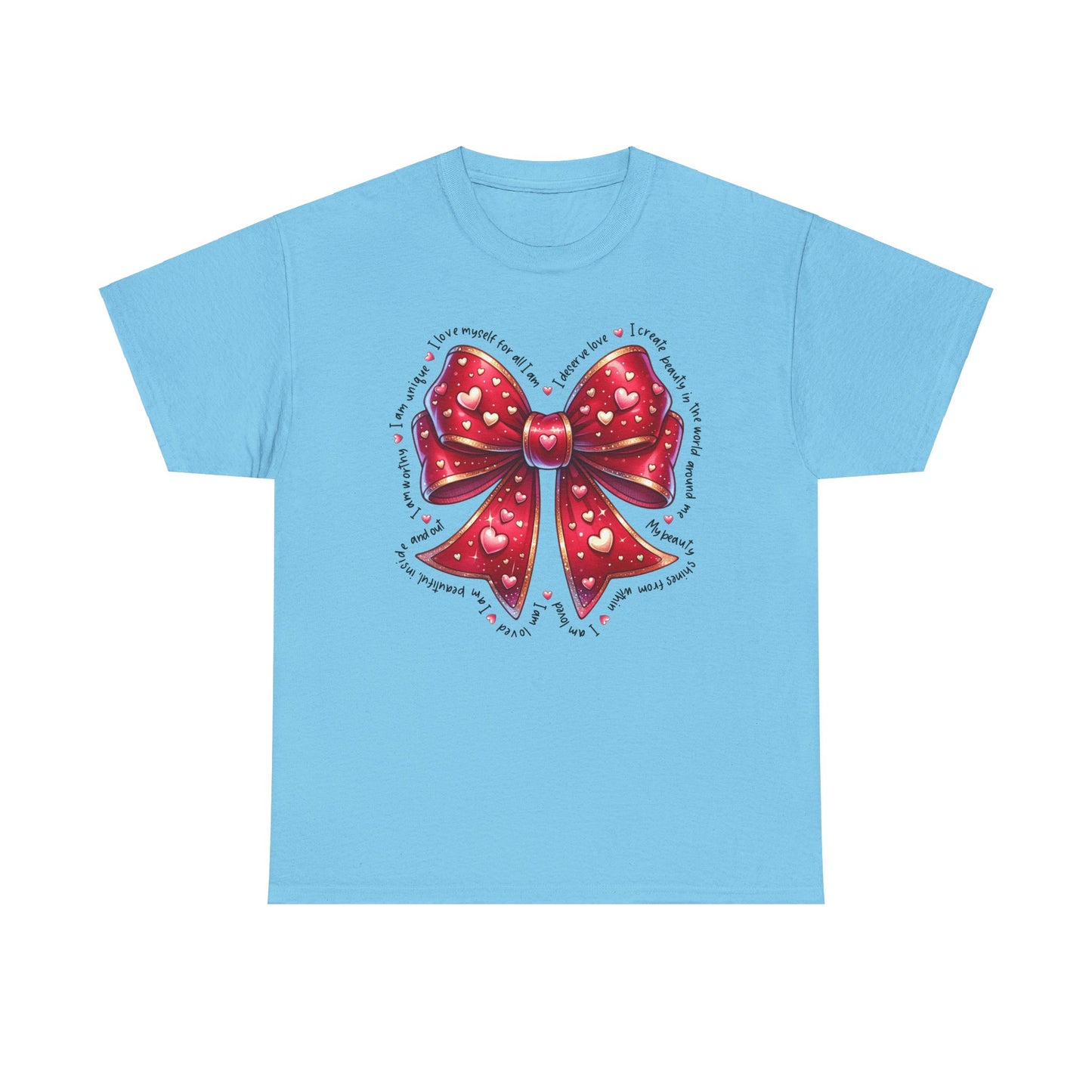 Bow Unisex Heavy Cotton Tee - Valentine's Day, Fun and Inspiring Girly Design