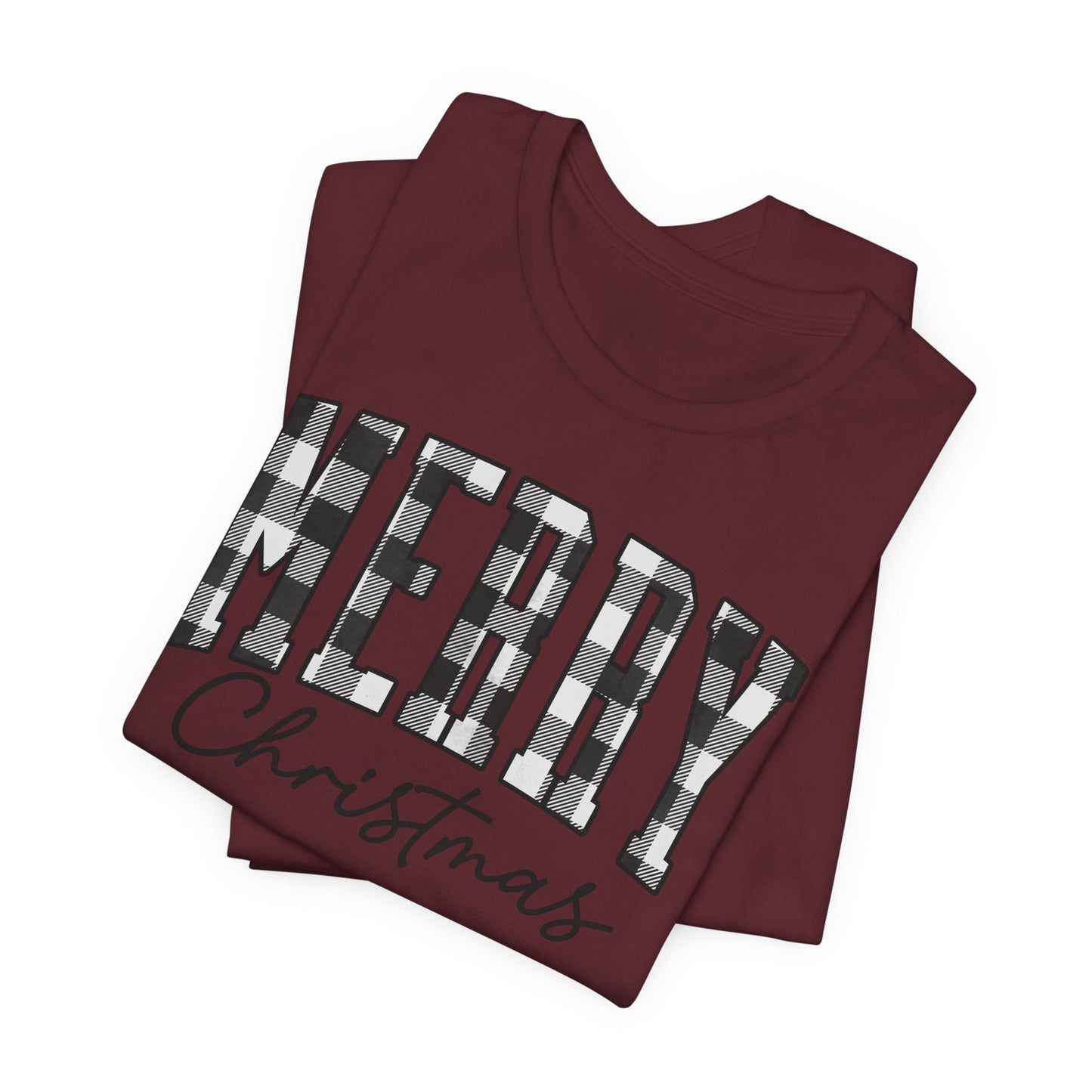 Buffalo plaid Merry Christmas Unisex Jersey Short Sleeve Tee - sizes S - 3X