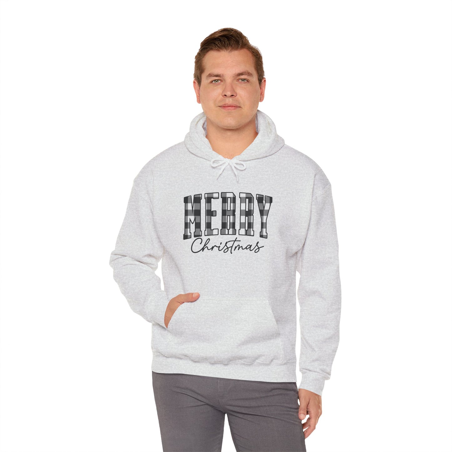 Buffalo Plaid Merry Christmas Unisex Heavy Blend™ Hooded Sweatshirt - size S - 3X