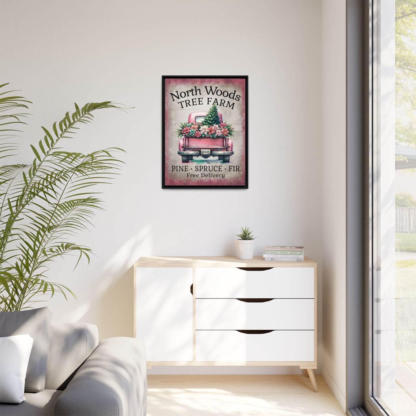 North Woods Tree Farm Matte Canvas, Framed (Multi-color)