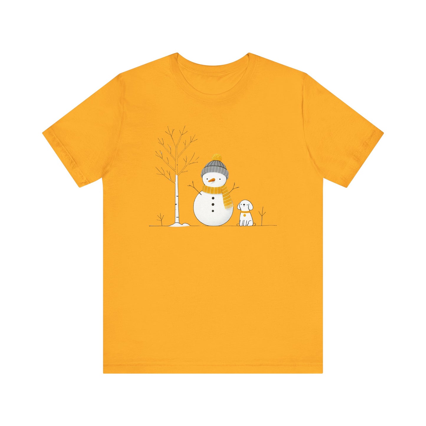 Snowman and dog winter scene Unisex Jersey Short Sleeve Tee - sizes S - 3X