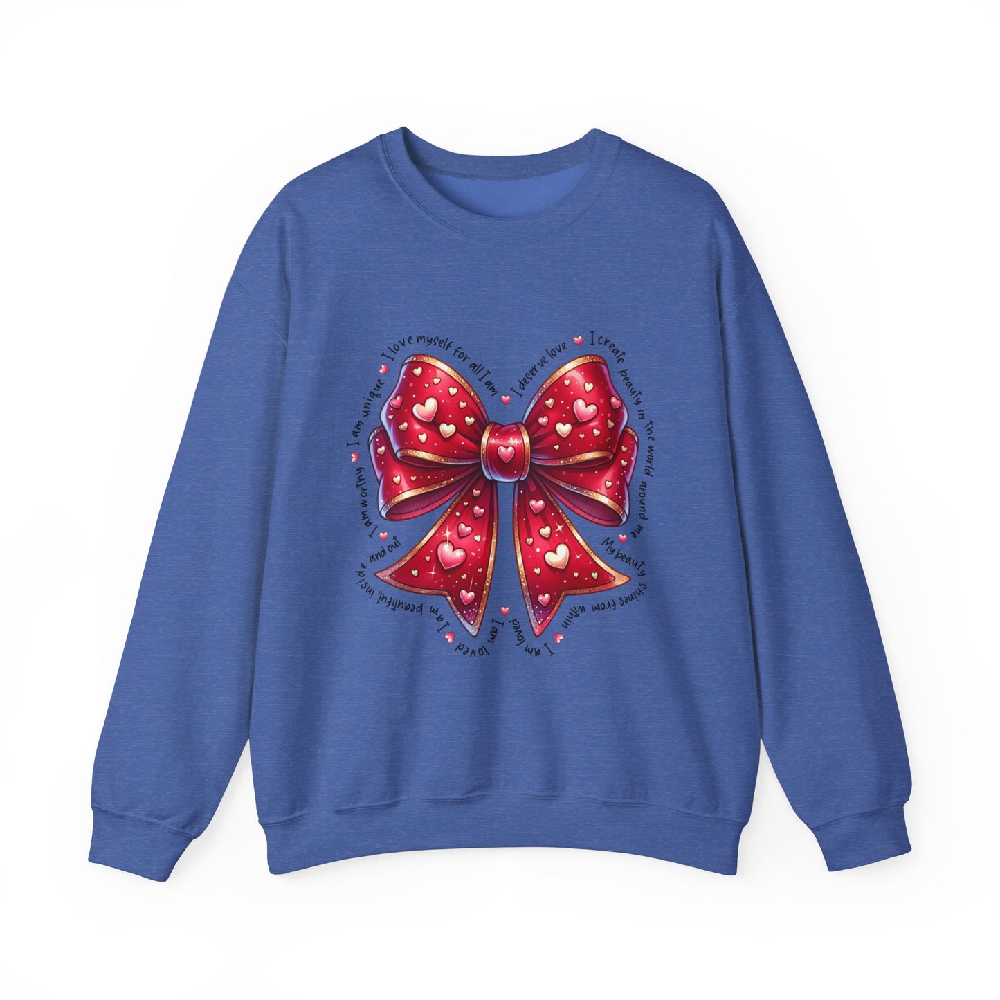 Bow Unisex Heavy Blend Crewneck Sweatshirt - Valentine's Day Warm & Cozy Girly Design