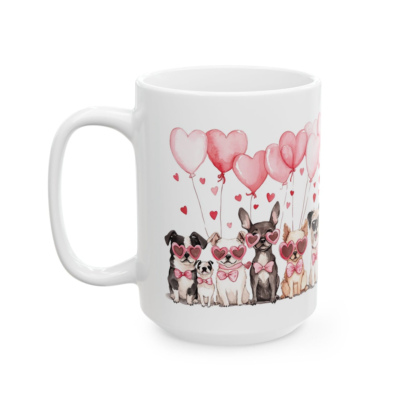 Puppy Love Valentine's Day Ceramic Mug, (11oz, 15oz) - all white