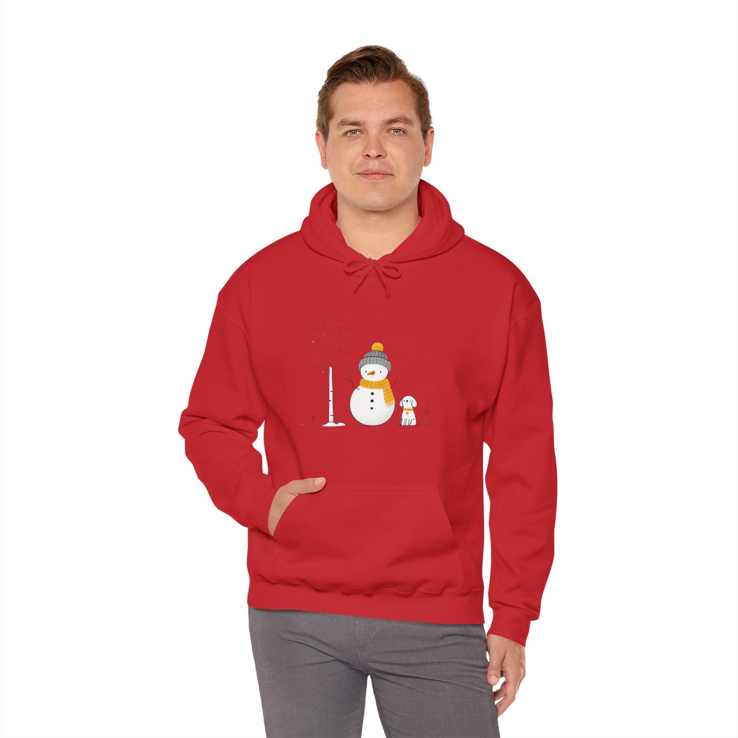 Snowman and dog winter scene Unisex Heavy Blend™ Hooded Sweatshirt - sizes S - 3X