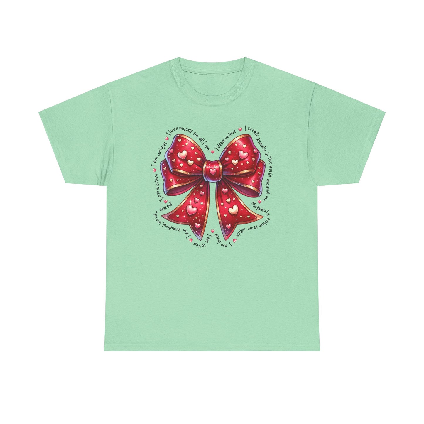 Bow Unisex Heavy Cotton Tee - Valentine's Day, Fun and Inspiring Girly Design