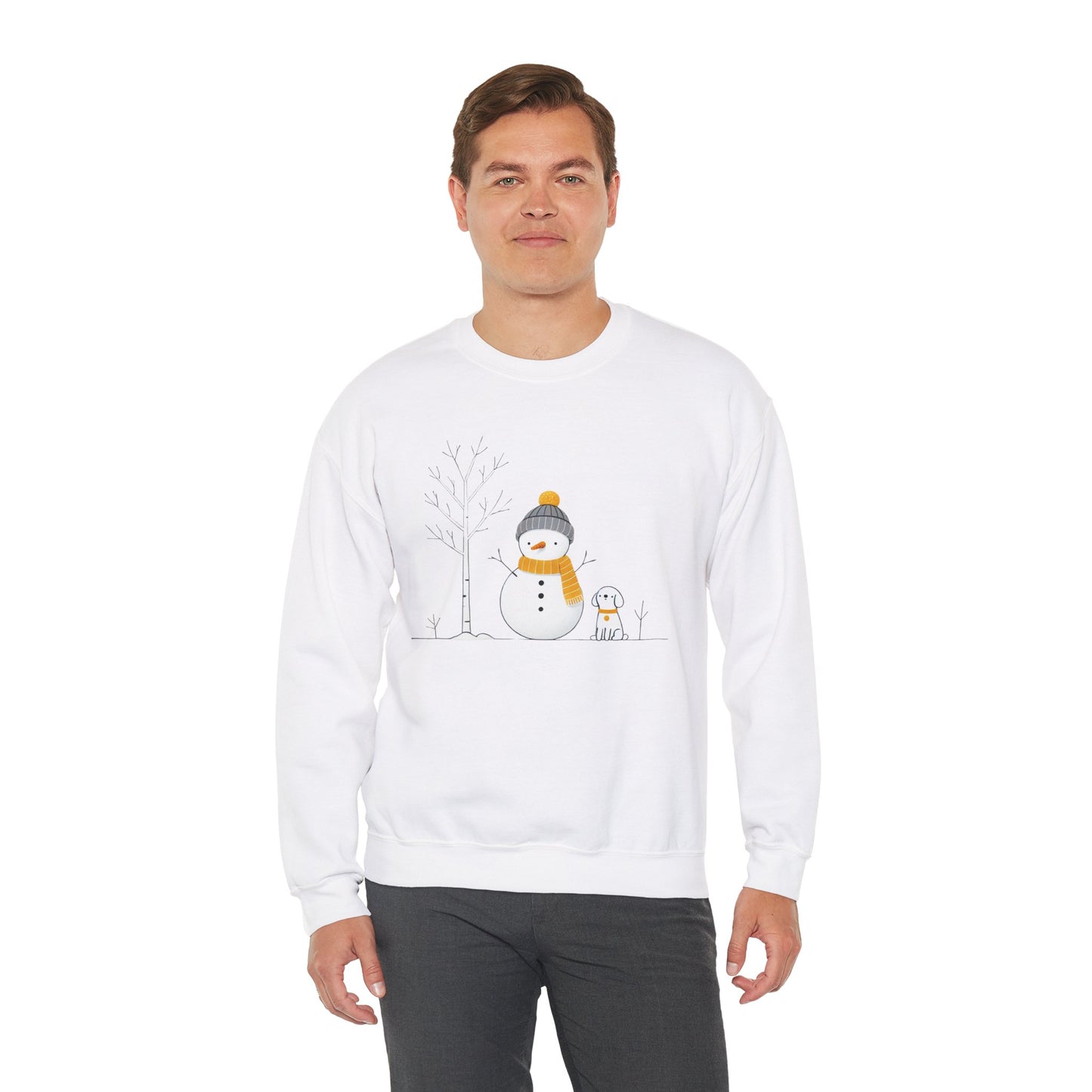 Snowman and Dog Winter Scene Unisex Heavy Blend™ Crewneck Sweatshirt - size S - 3X