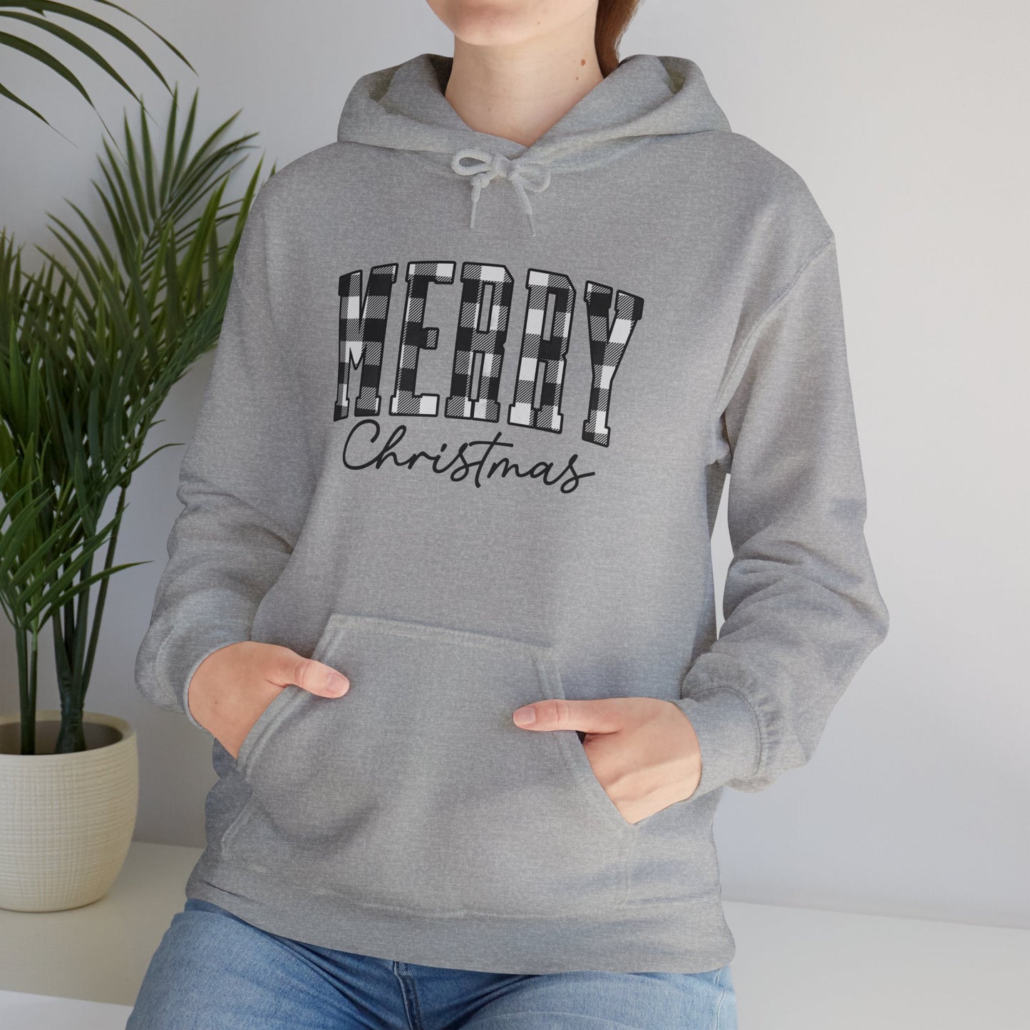 Buffalo Plaid Merry Christmas Unisex Heavy Blend™ Hooded Sweatshirt - size S - 3X