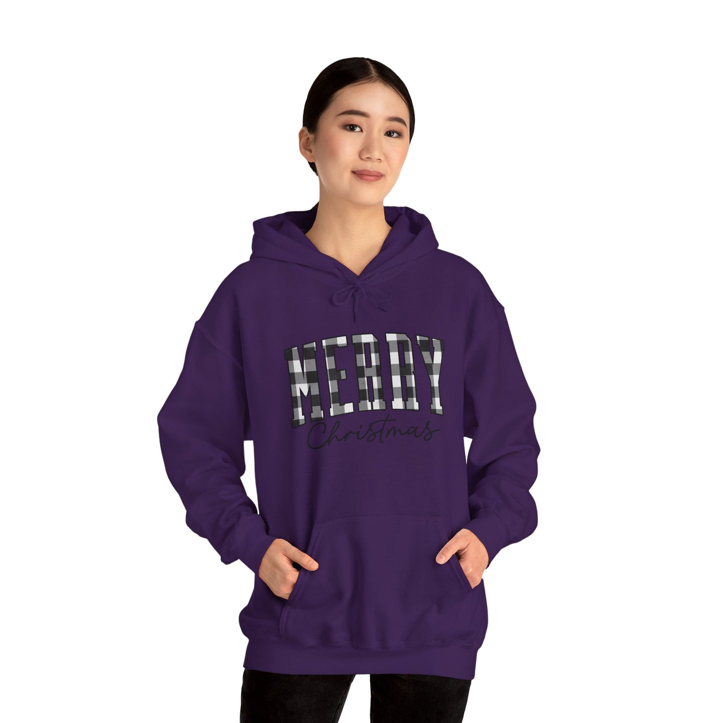 Buffalo Plaid Merry Christmas Unisex Heavy Blend™ Hooded Sweatshirt - size S - 3X