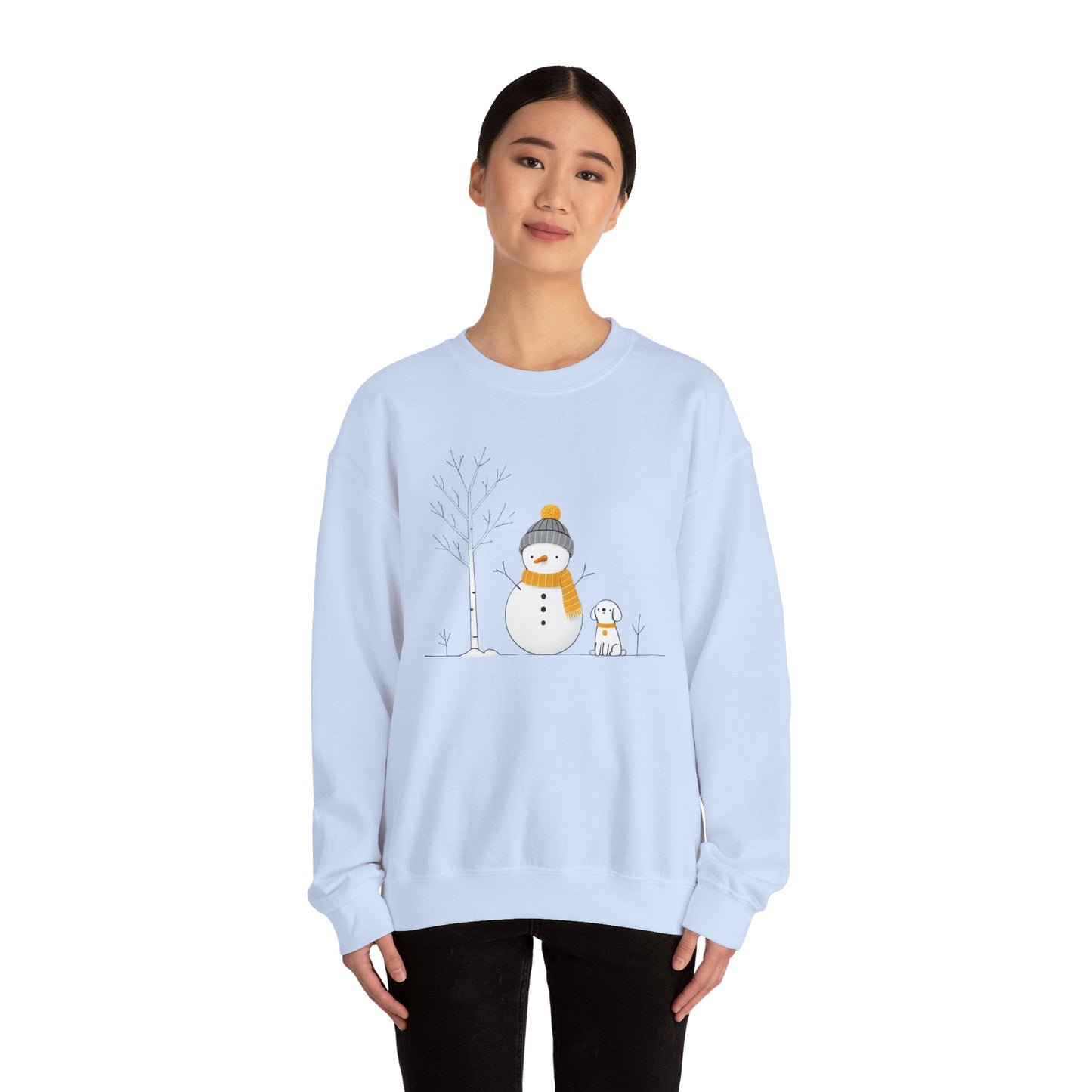 Snowman and Dog Winter Scene Unisex Heavy Blend™ Crewneck Sweatshirt - size S - 3X