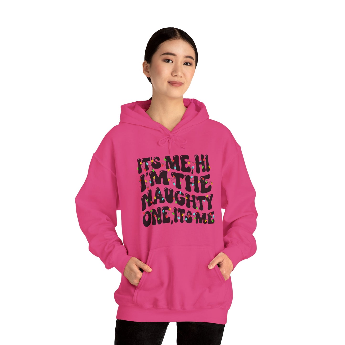 It's me, Hi, I'm the Naughty One Christmas Unisex Hoodie - Holiday Fun Cozy Sweatshirt - size X-5X