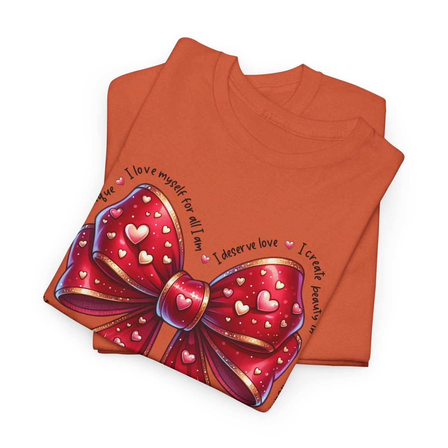 Bow Unisex Heavy Cotton Tee - Valentine's Day, Fun and Inspiring Girly Design