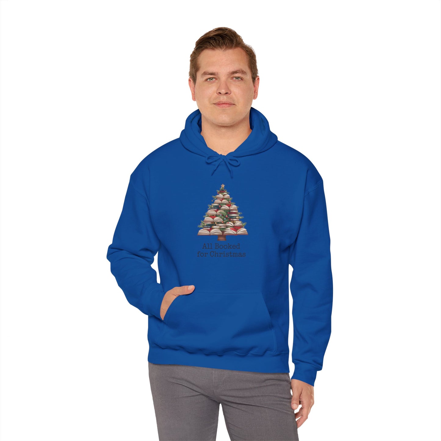 All Booked for Christmas,  Book Christmas Tree, Book Lover Unisex Heavy Blend Hooded Sweatshirt - sizes S - 5X