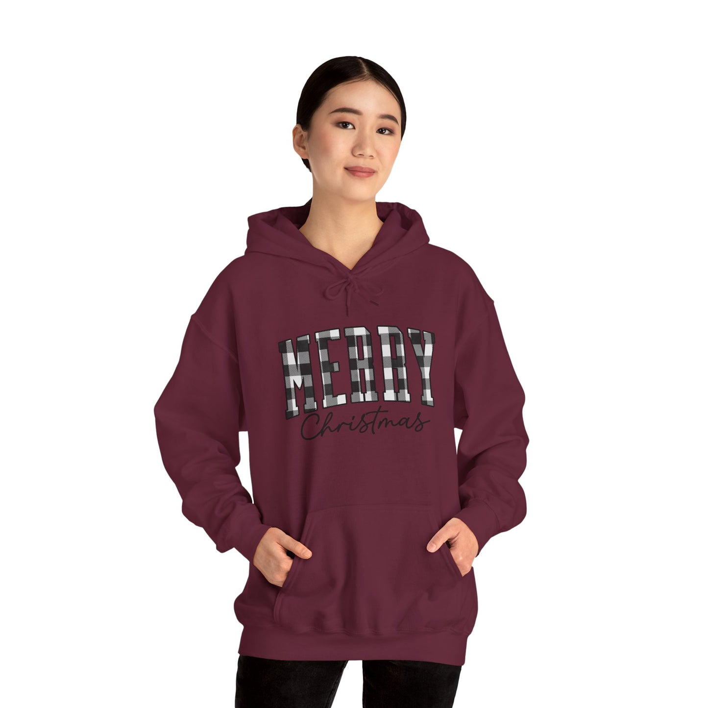 Buffalo Plaid Merry Christmas Unisex Heavy Blend™ Hooded Sweatshirt - size S - 3X