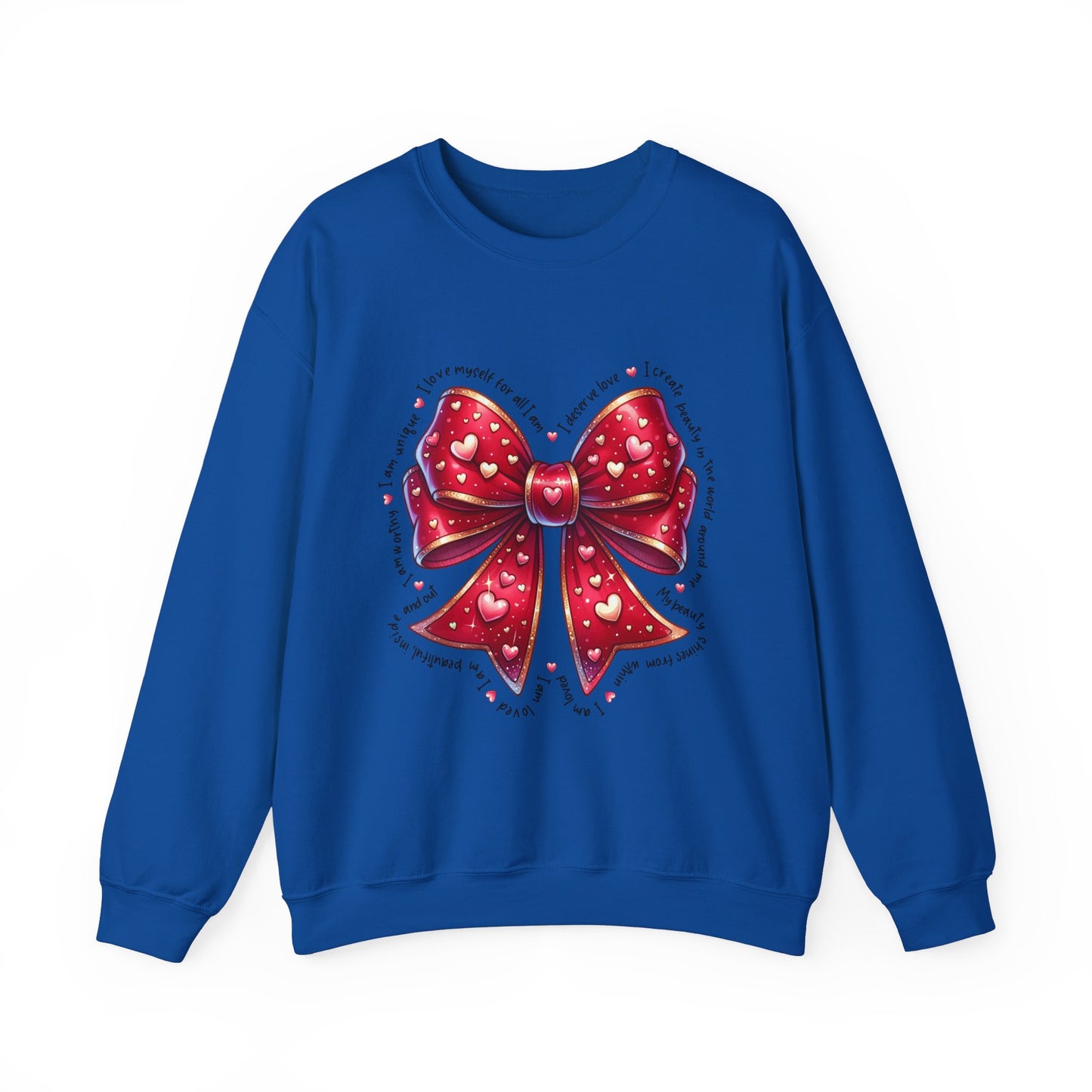 Bow Unisex Heavy Blend Crewneck Sweatshirt - Valentine's Day Warm & Cozy Girly Design