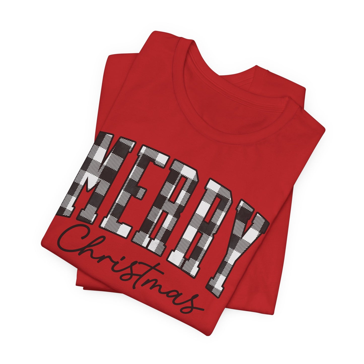 Buffalo plaid Merry Christmas Unisex Jersey Short Sleeve Tee - sizes S - 3X