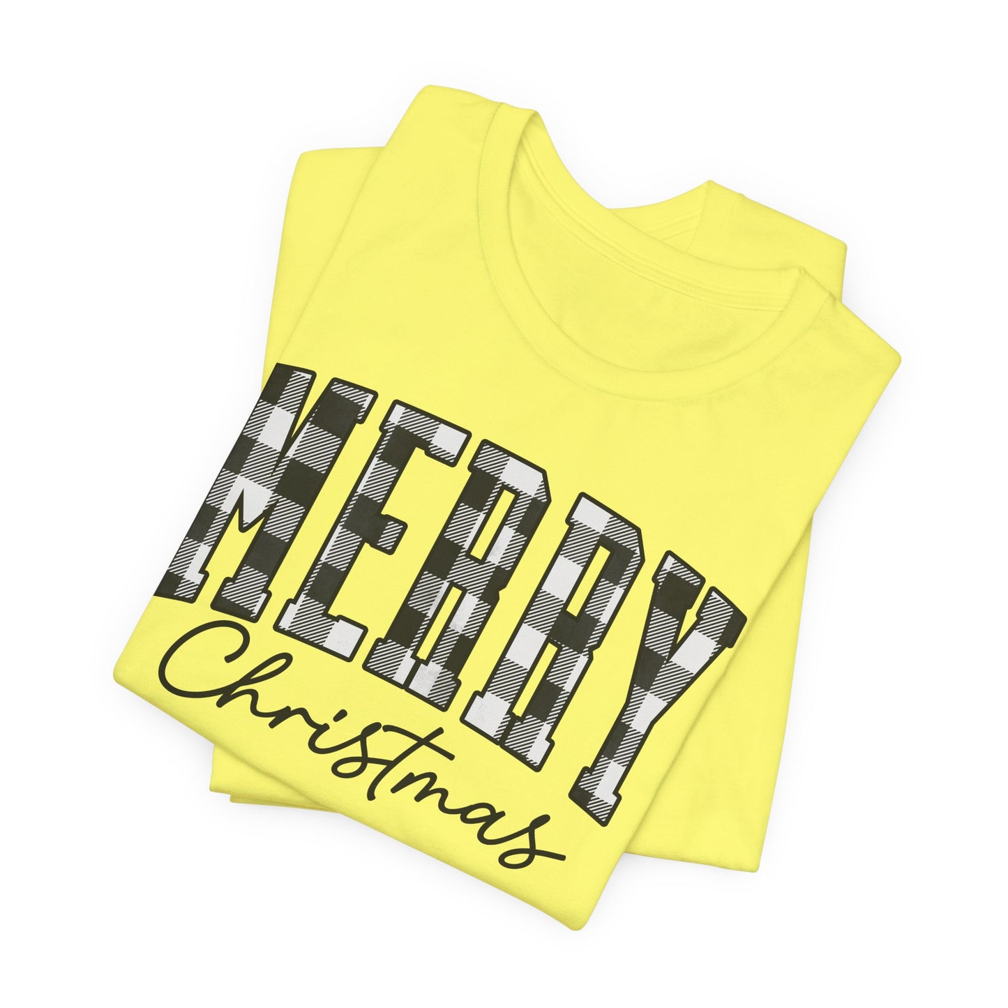 Buffalo plaid Merry Christmas Unisex Jersey Short Sleeve Tee - sizes S - 3X